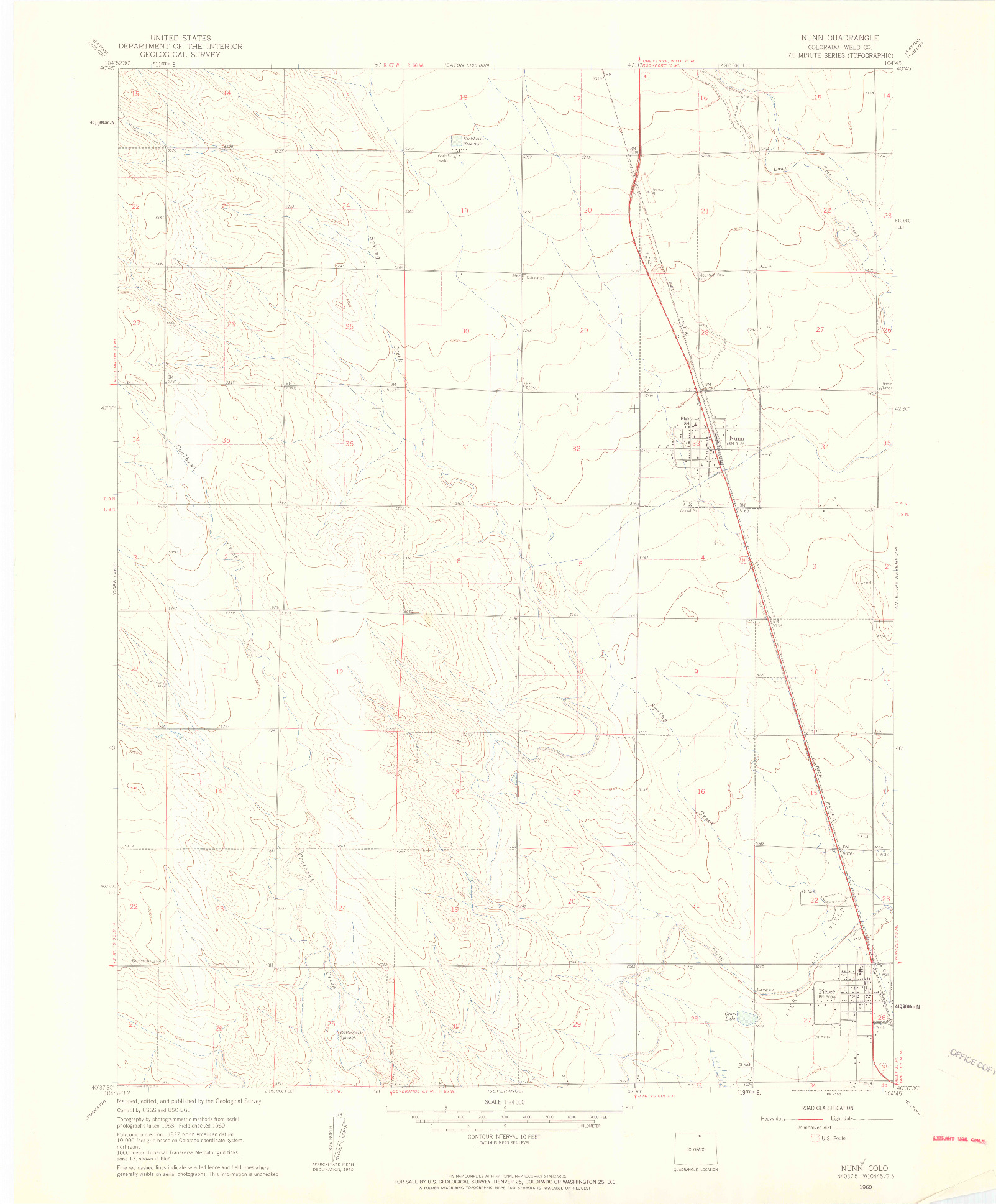 USGS 1:24000-SCALE QUADRANGLE FOR NUNN, CO 1960
