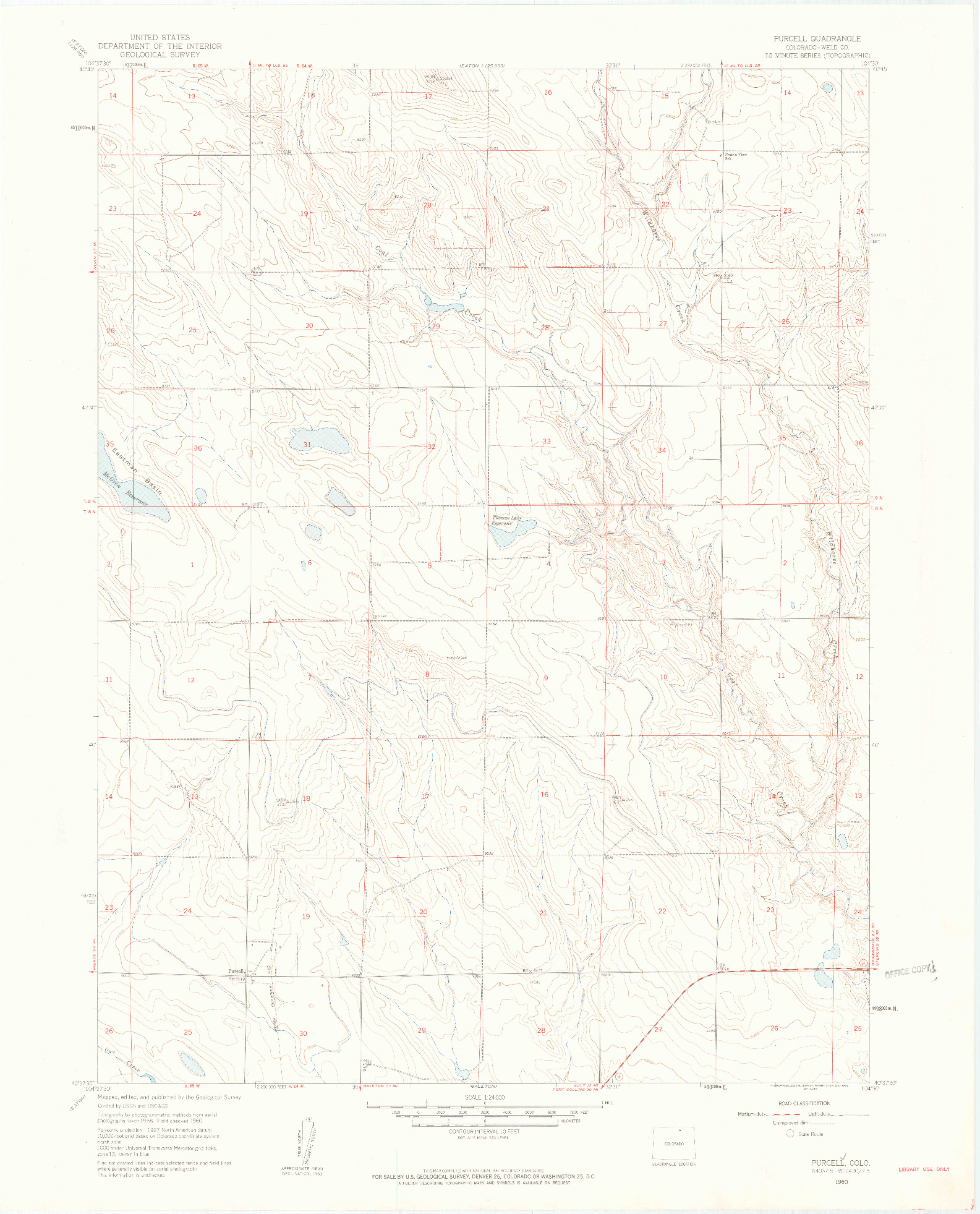USGS 1:24000-SCALE QUADRANGLE FOR PURCELL, CO 1960