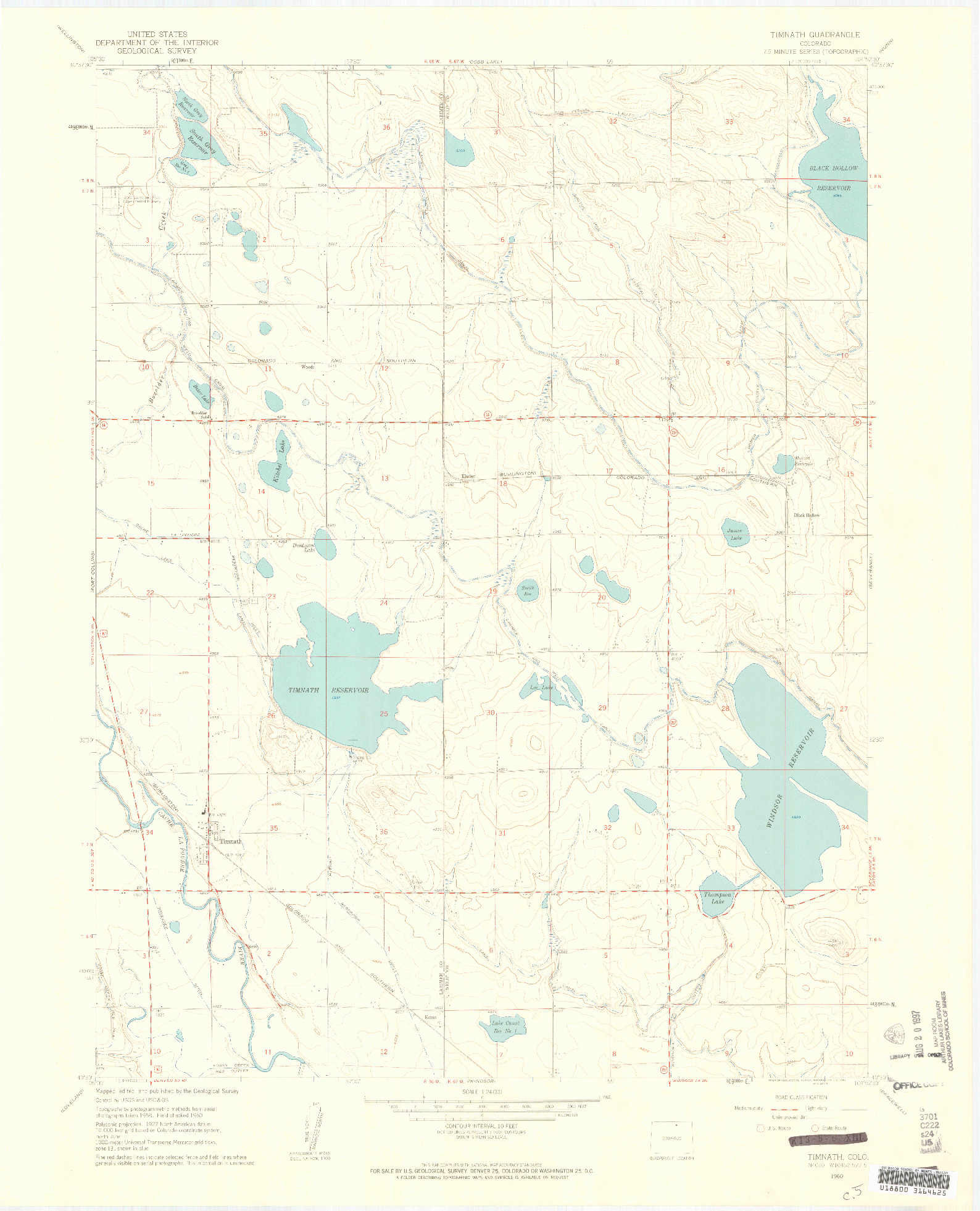 USGS 1:24000-SCALE QUADRANGLE FOR TIMNATH, CO 1960