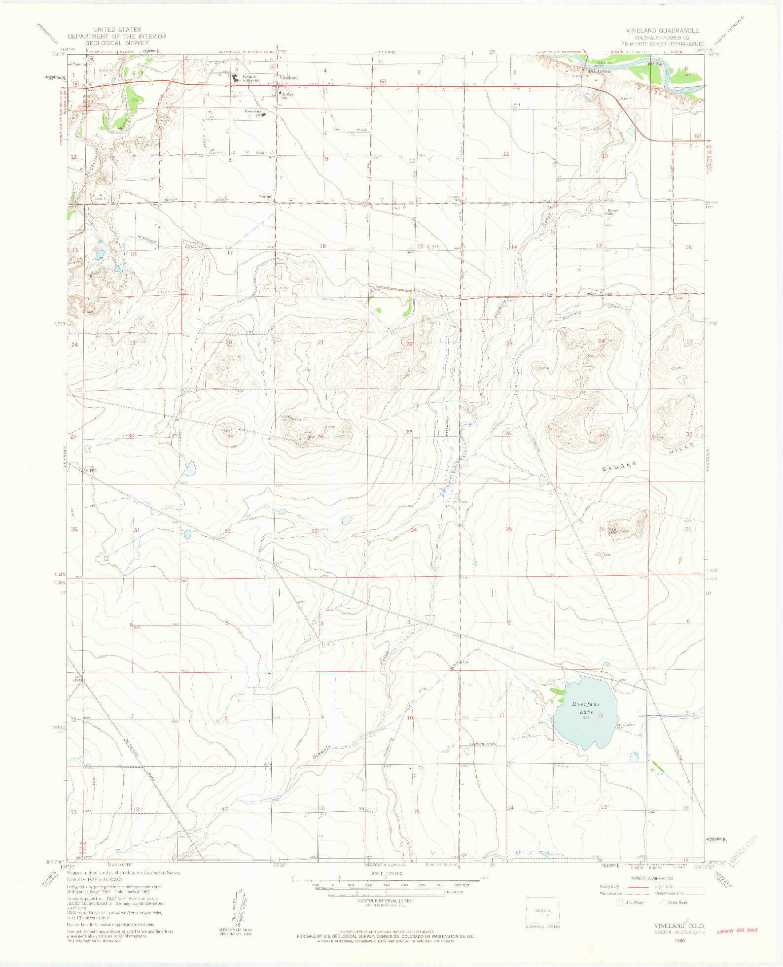 USGS 1:24000-SCALE QUADRANGLE FOR VINELAND, CO 1960