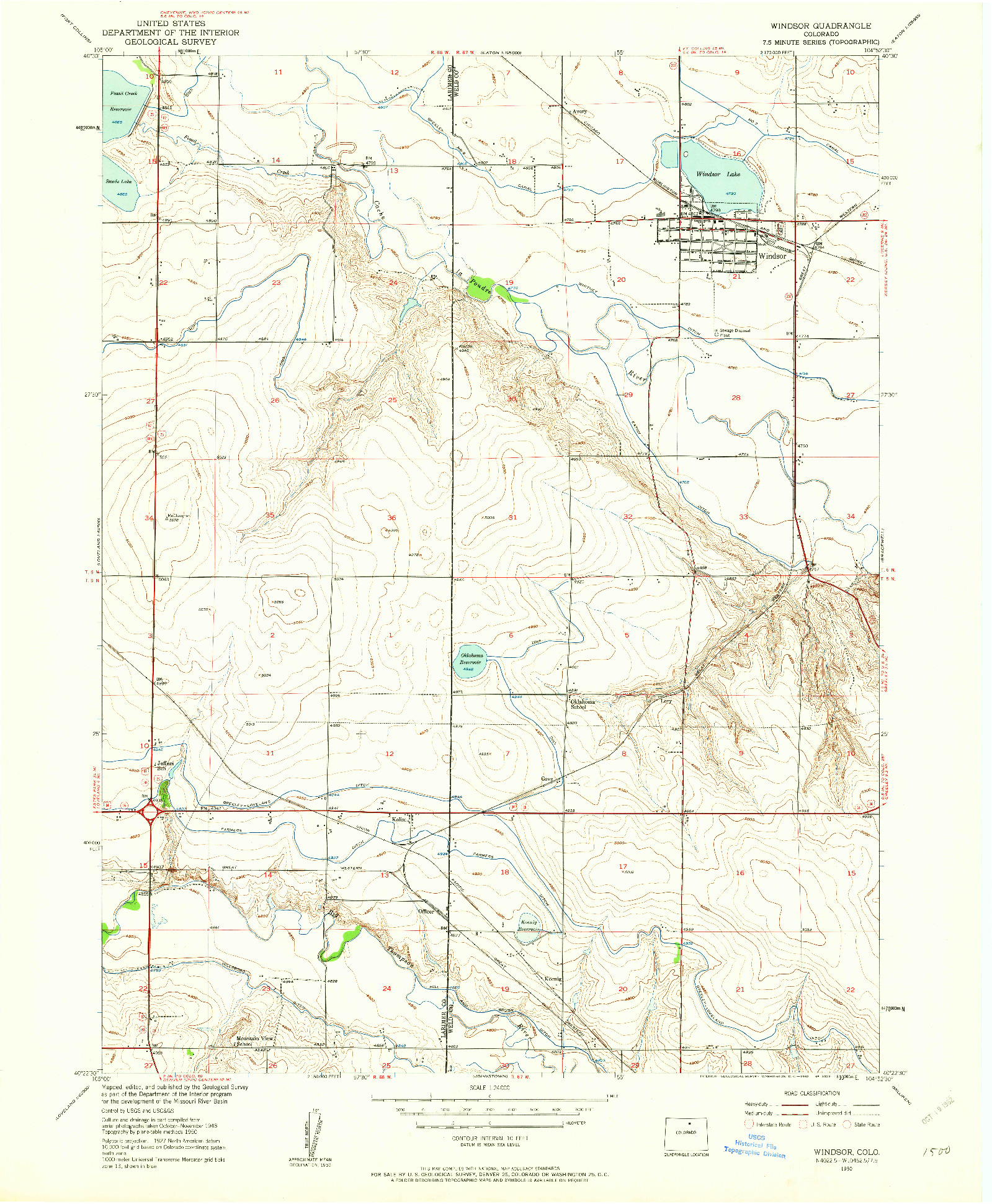 USGS 1:24000-SCALE QUADRANGLE FOR WINDSOR, CO 1950