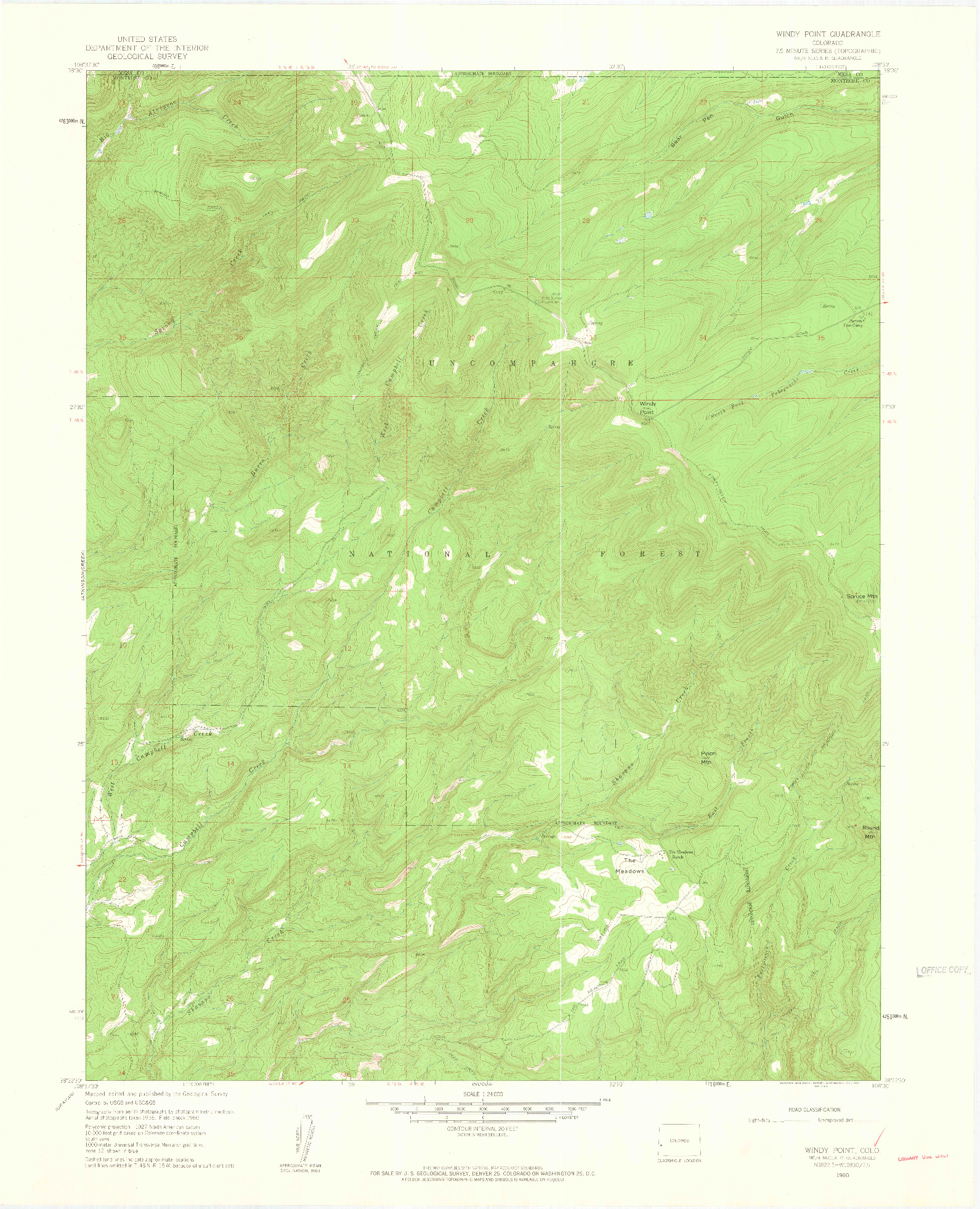 USGS 1:24000-SCALE QUADRANGLE FOR WINDY POINT, CO 1960