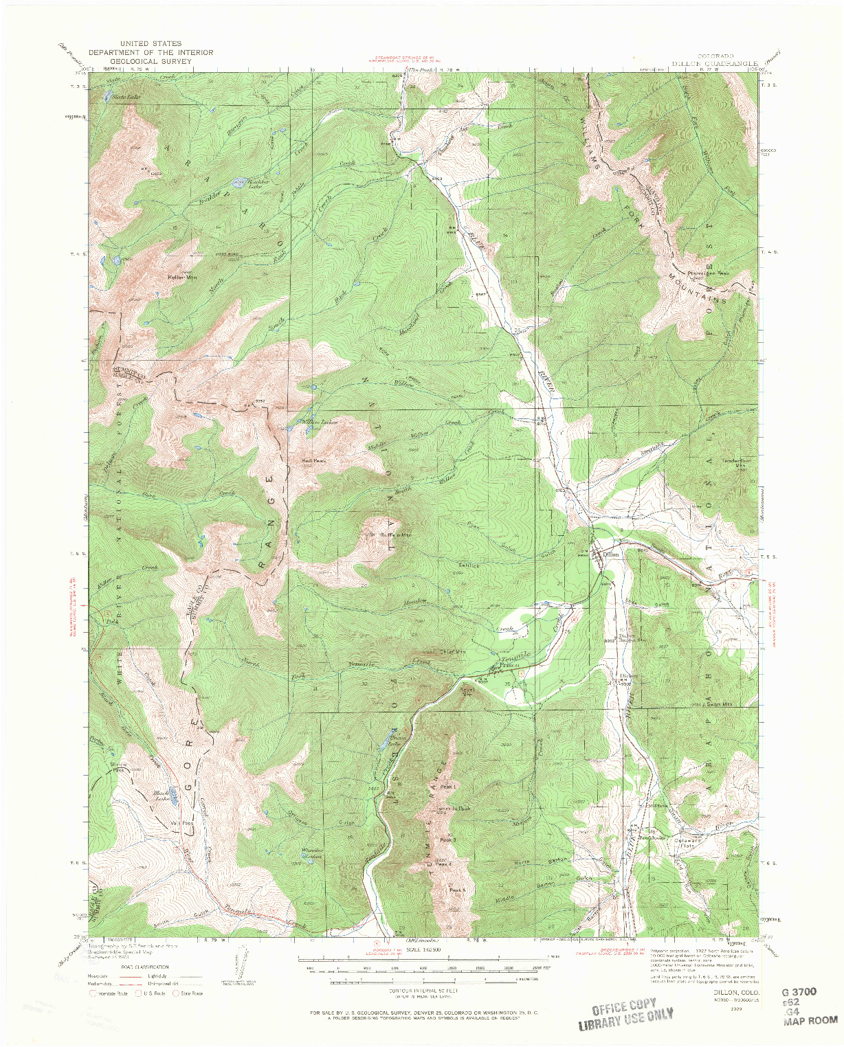 USGS 1:62500-SCALE QUADRANGLE FOR DILLON, CO 1929