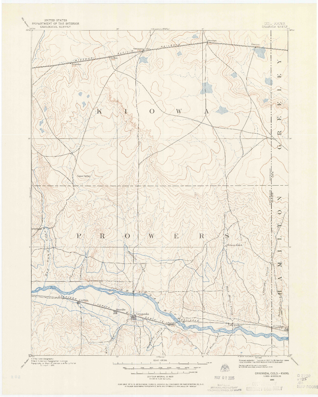 USGS 1:125000-SCALE QUADRANGLE FOR GRANADA, CO 1890