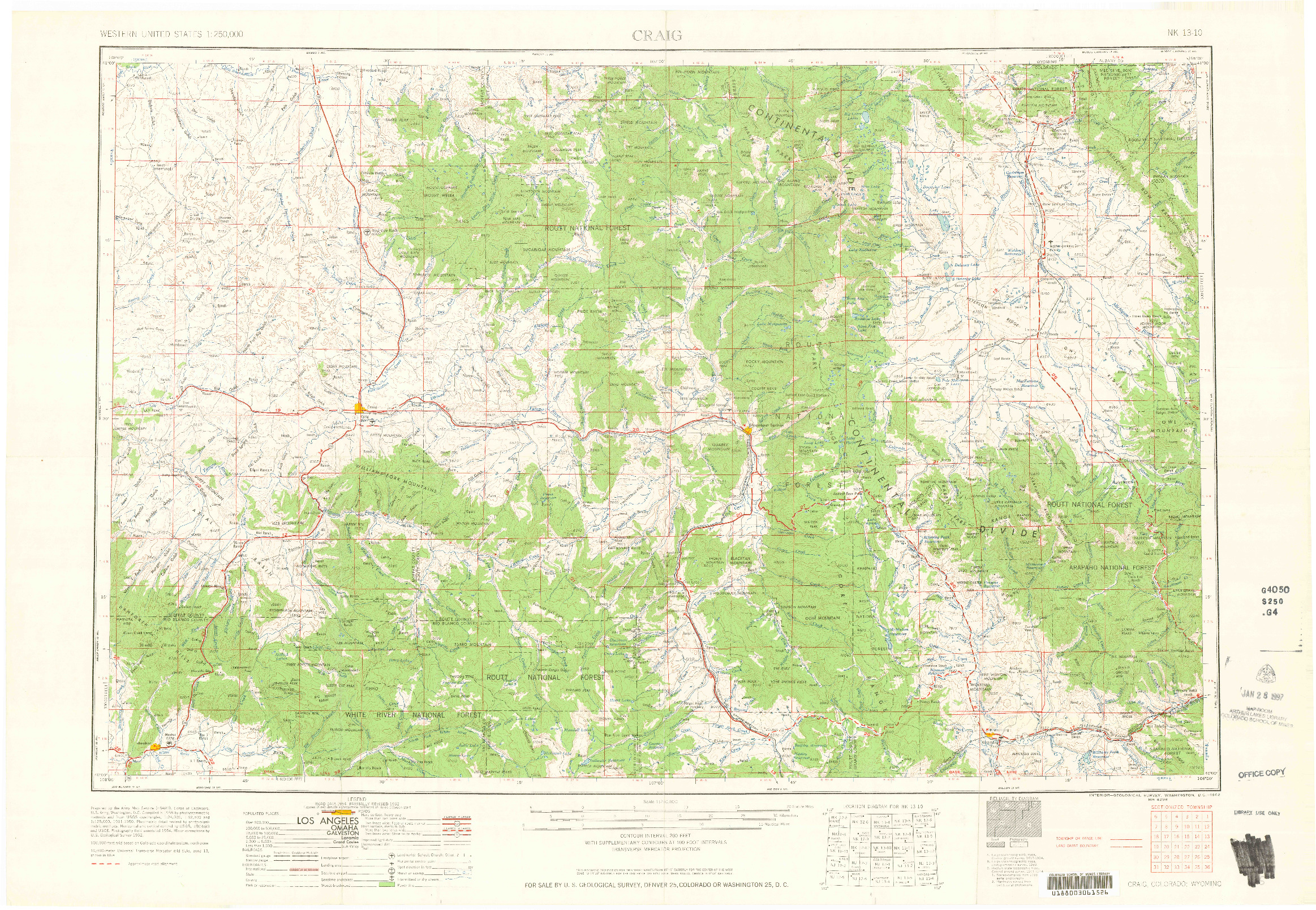 USGS 1:250000-SCALE QUADRANGLE FOR CRAIG, CO 1962