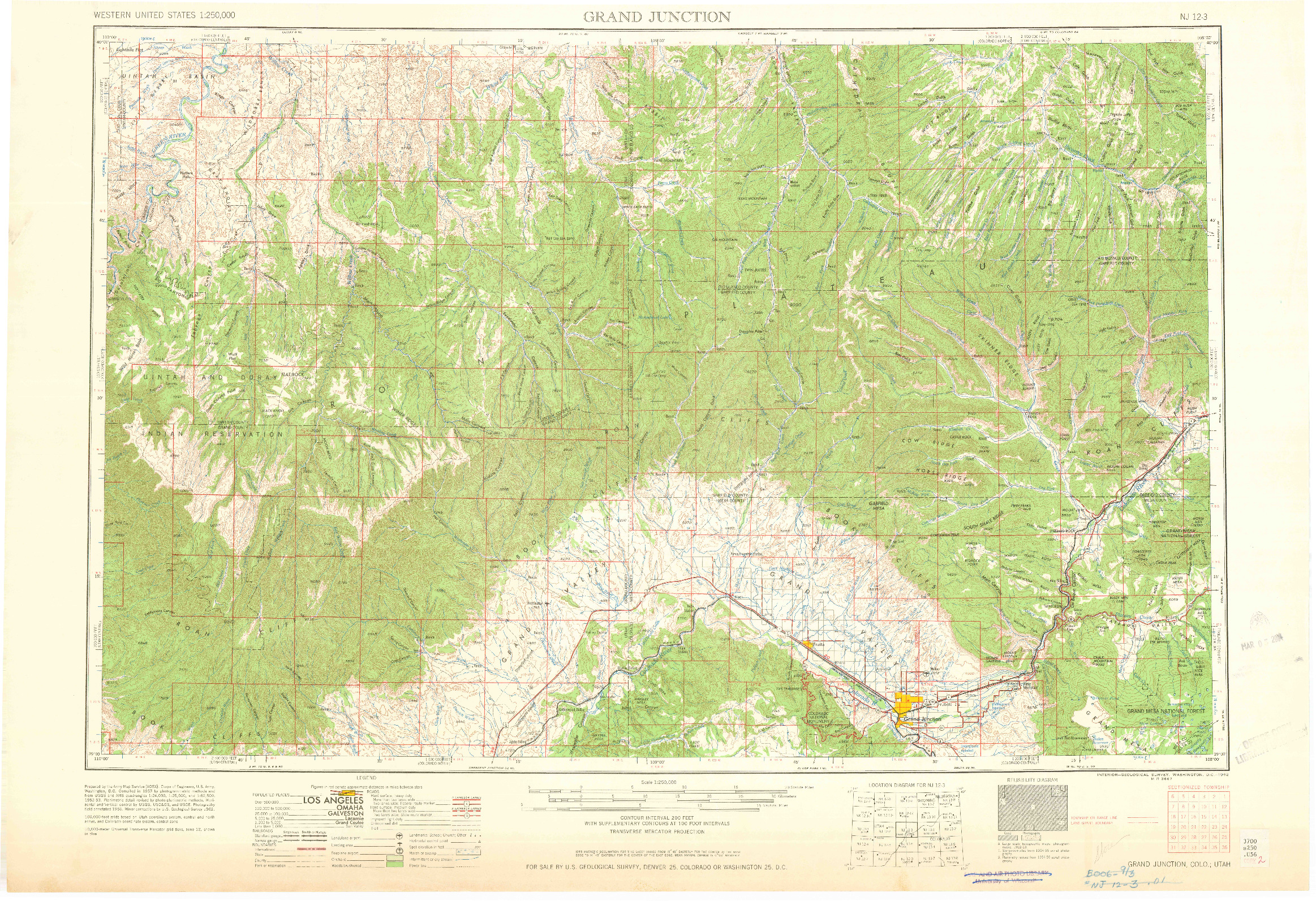 USGS 1:250000-SCALE QUADRANGLE FOR GRAND JUNCTION, CO 1962