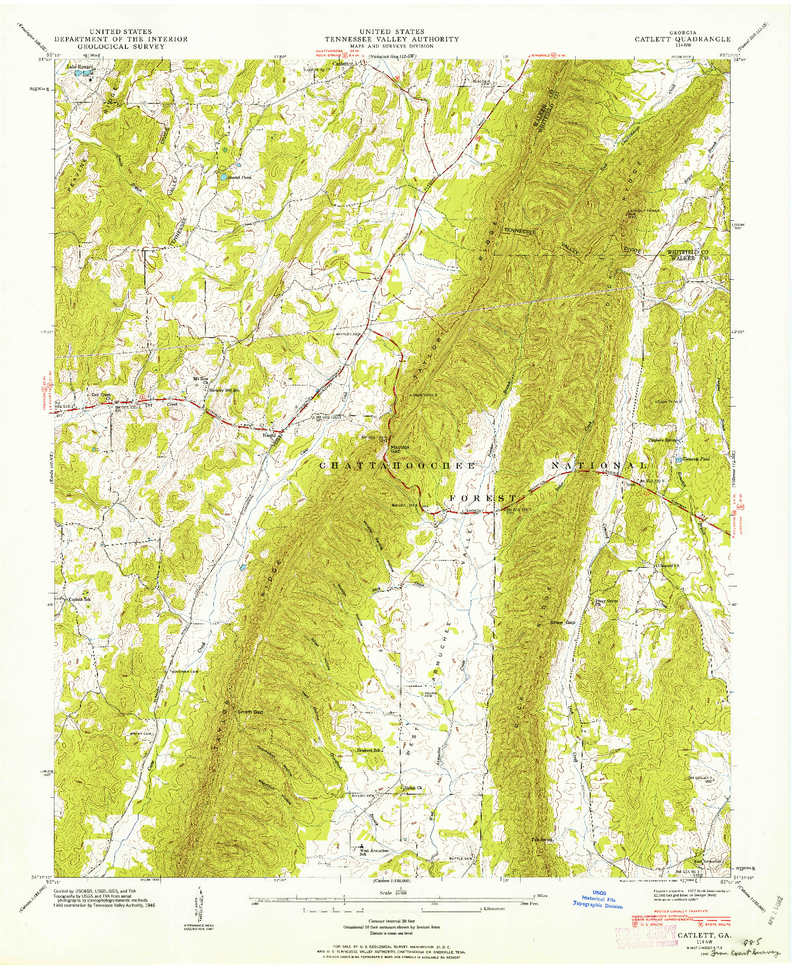 USGS 1:24000-SCALE QUADRANGLE FOR CATLETT, GA 1946