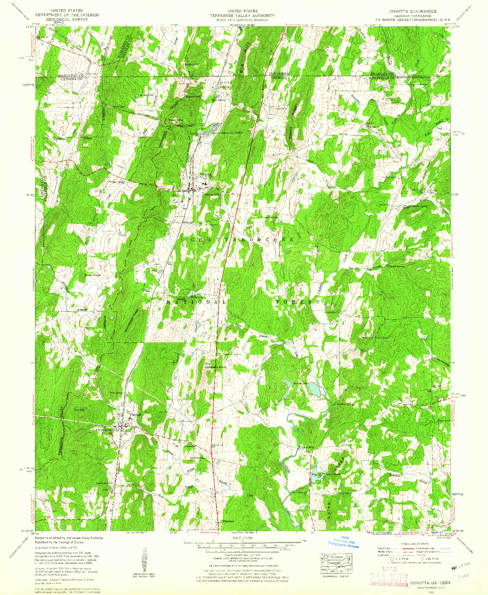 USGS 1:24000-SCALE QUADRANGLE FOR COHUTTA, GA 1960