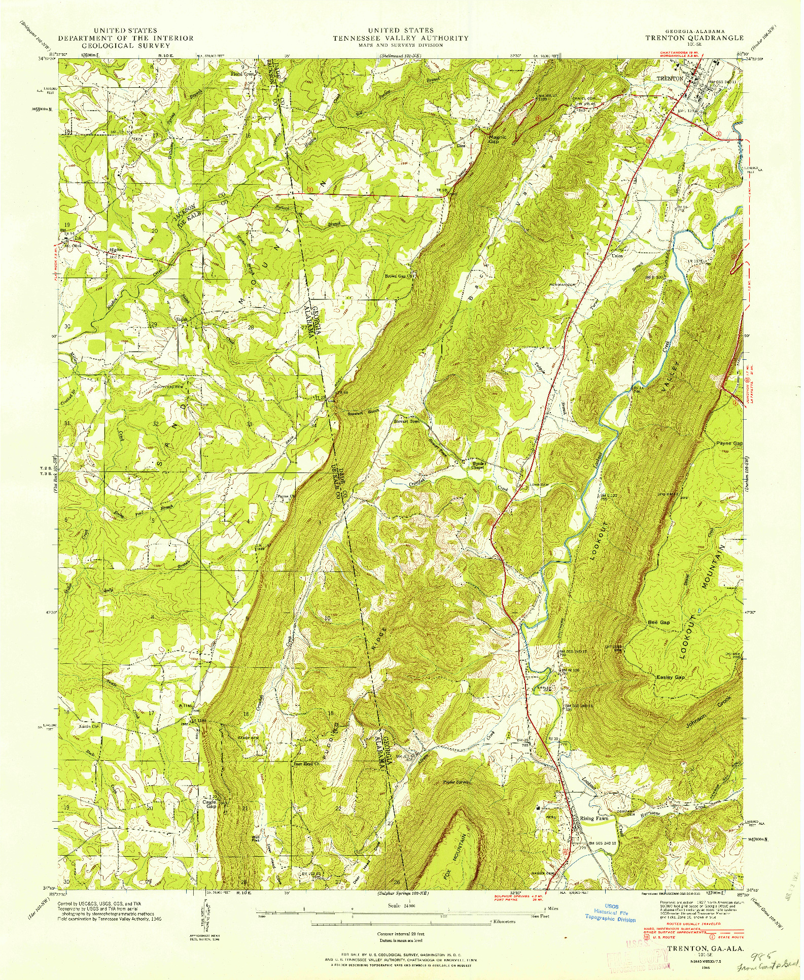 USGS 1:24000-SCALE QUADRANGLE FOR TRENTON, GA 1946