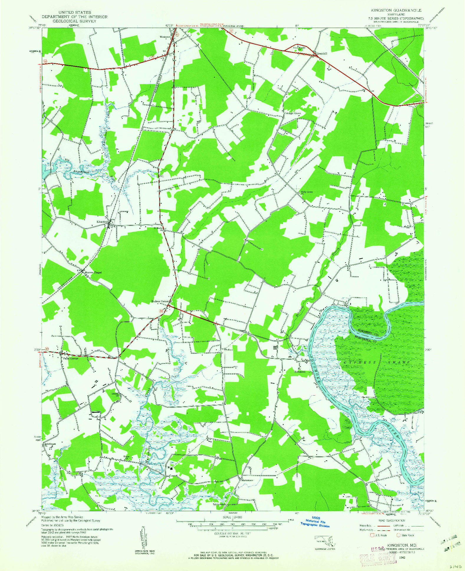 USGS 1:24000-SCALE QUADRANGLE FOR KINGSTON, MD 1942