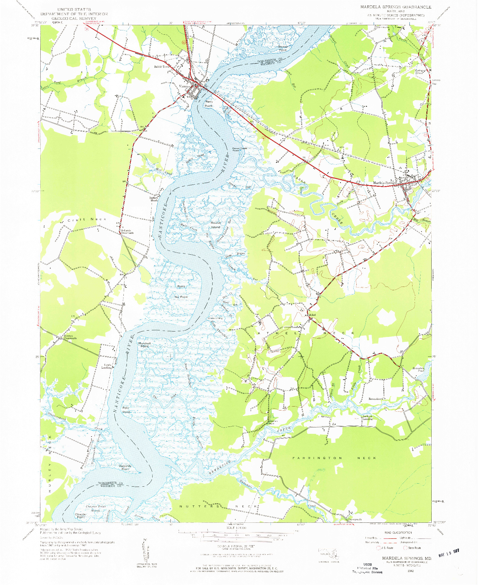 USGS 1:24000-SCALE QUADRANGLE FOR MARDELA SPRINGS, MD 1942