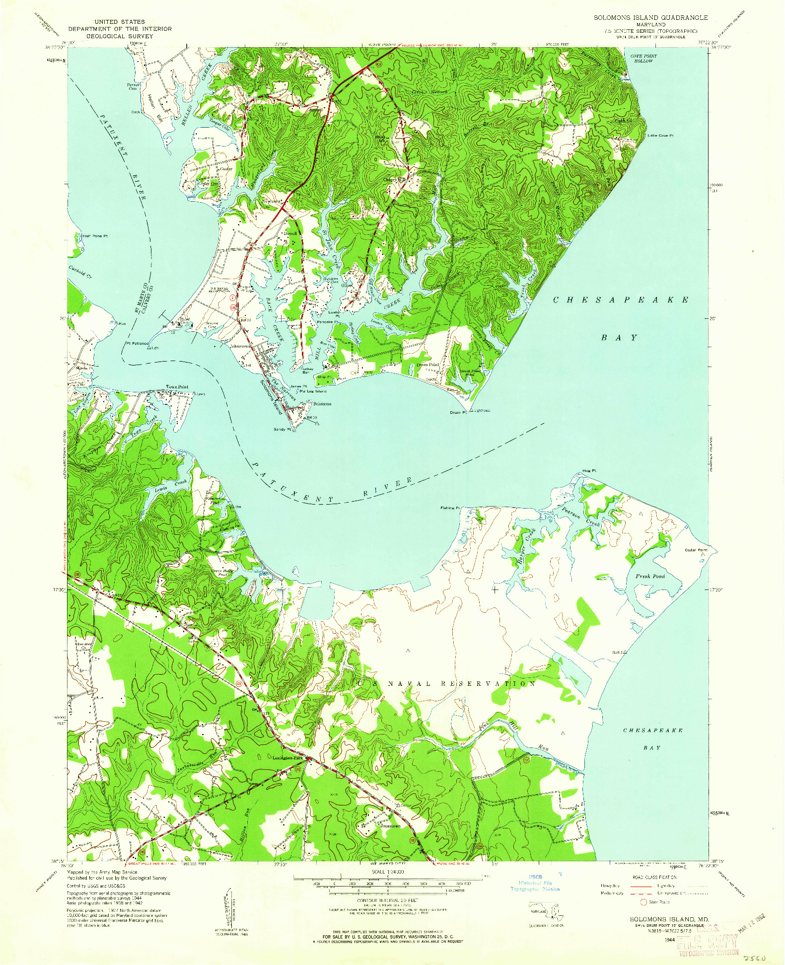 USGS 1:24000-SCALE QUADRANGLE FOR SOLOMONS ISLAND, MD 1944