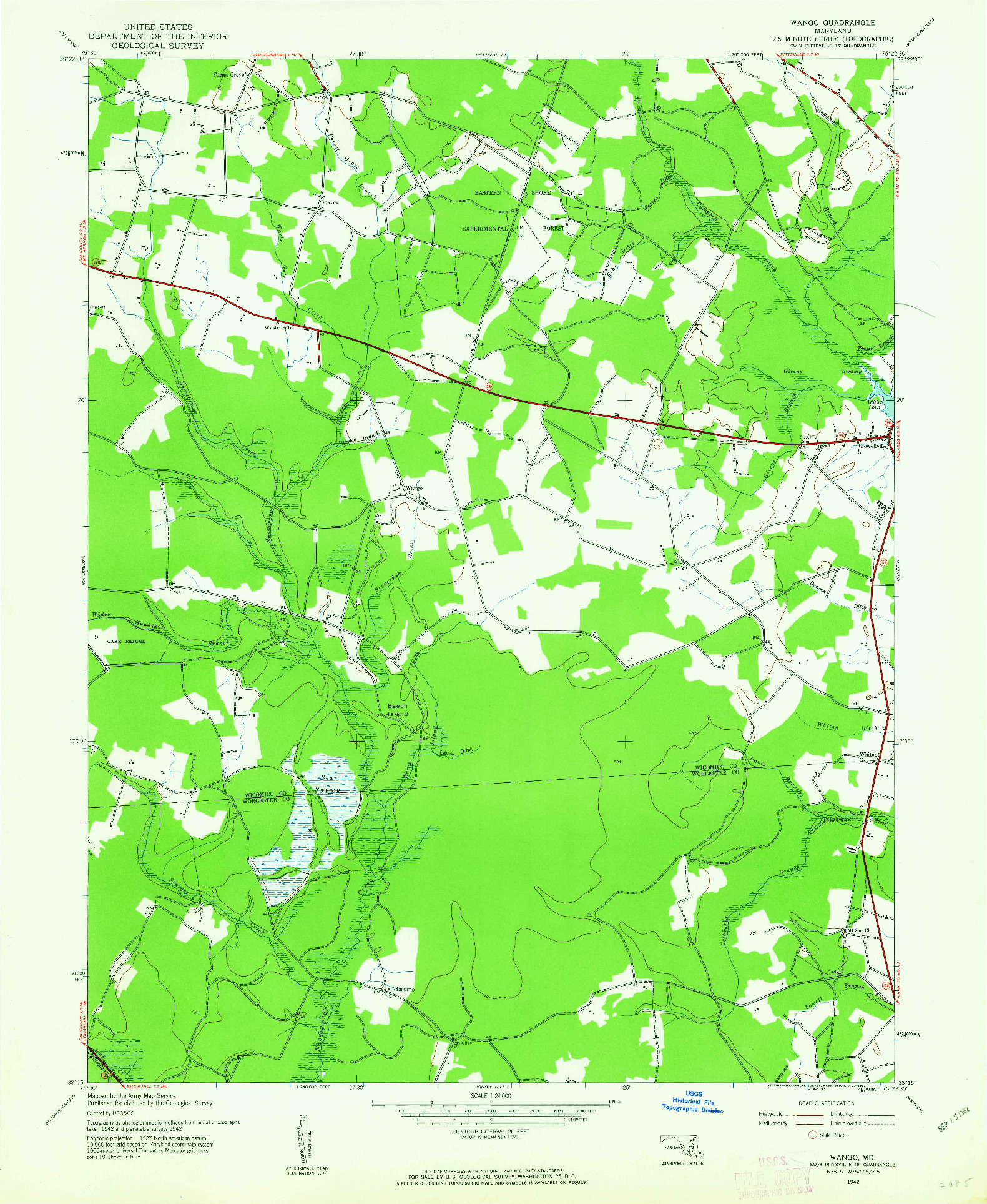 USGS 1:24000-SCALE QUADRANGLE FOR WANGO, MD 1942