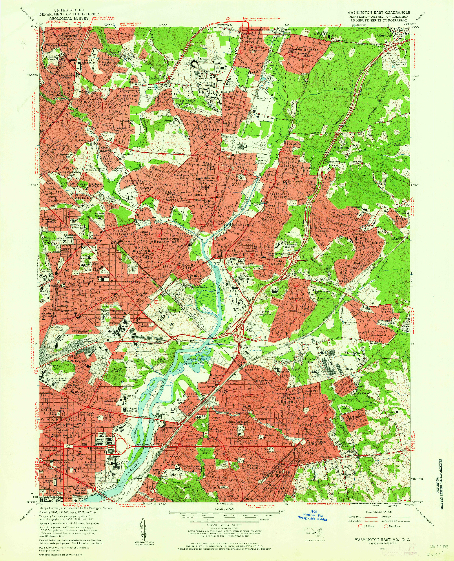 USGS 1:24000-SCALE QUADRANGLE FOR WASHINGTON EAST, MD 1957