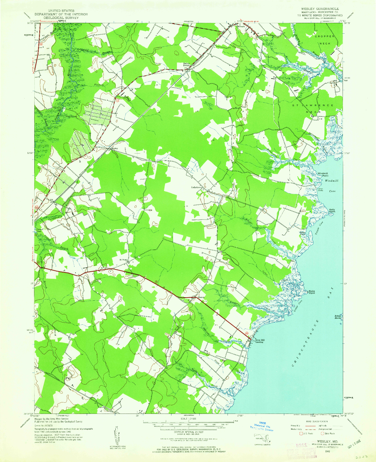 USGS 1:24000-SCALE QUADRANGLE FOR WESLEY, MD 1942