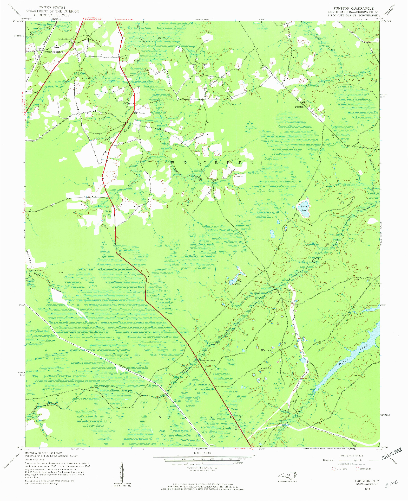 USGS 1:24000-SCALE QUADRANGLE FOR FUNSTON, NC 1943
