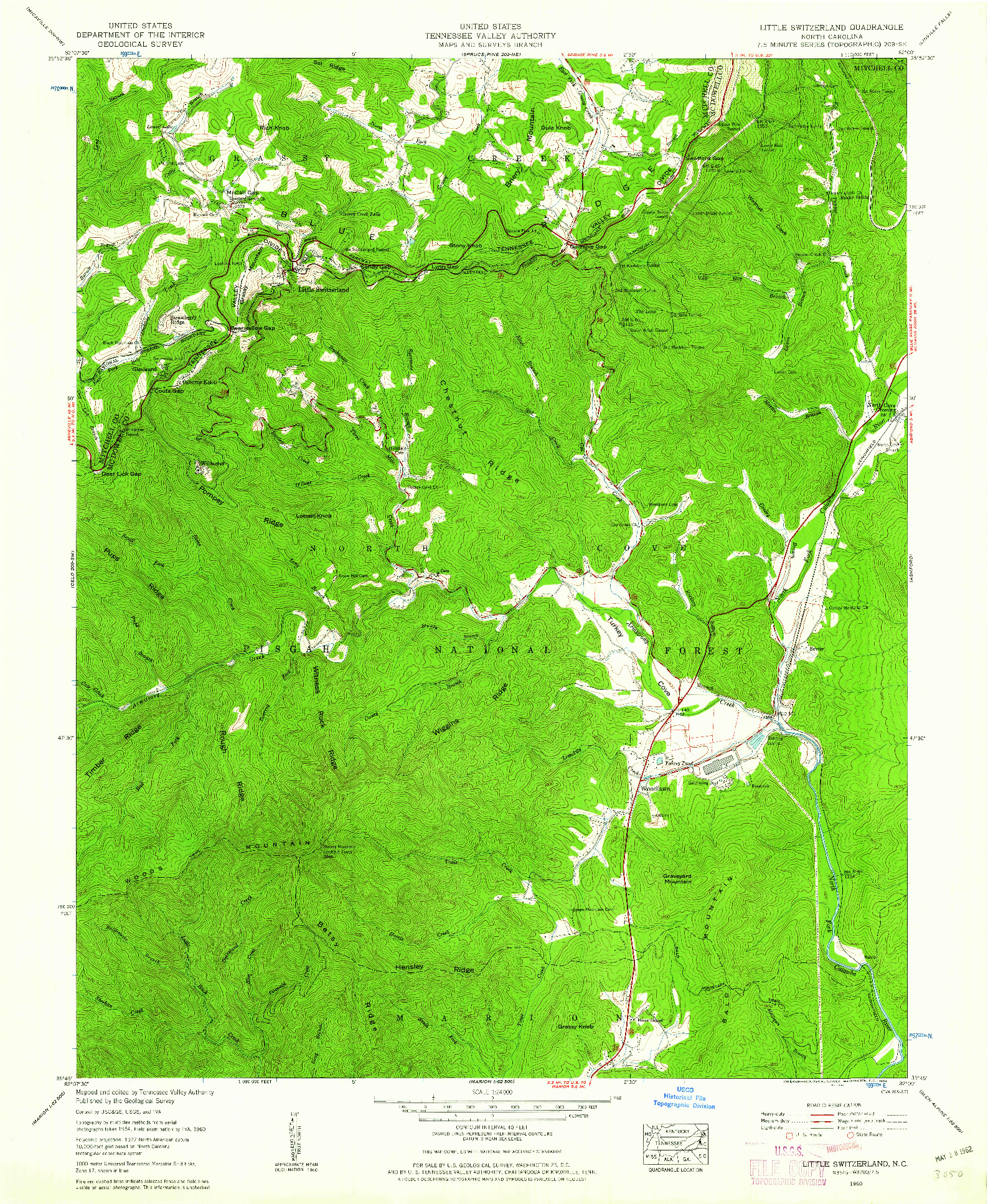 USGS 1:24000-SCALE QUADRANGLE FOR LITTLE SWITZERLAND, NC 1960