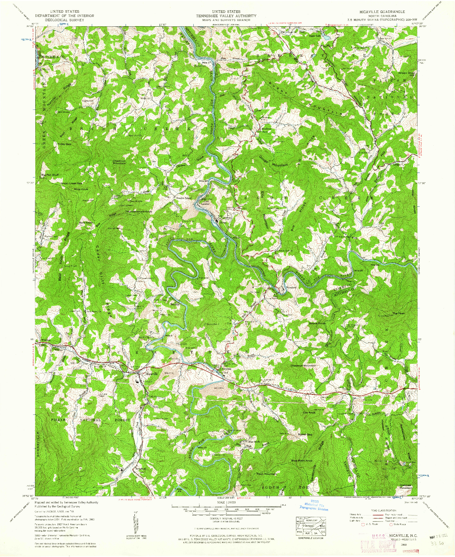 USGS 1:24000-SCALE QUADRANGLE FOR MICAVILLE, NC 1960