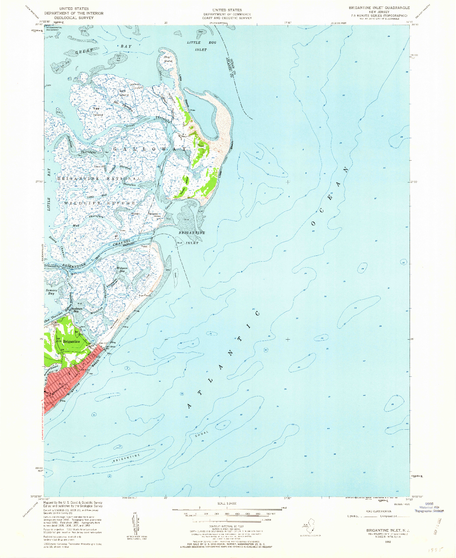 USGS 1:24000-SCALE QUADRANGLE FOR BRIGANTINE INLET, NJ 1952
