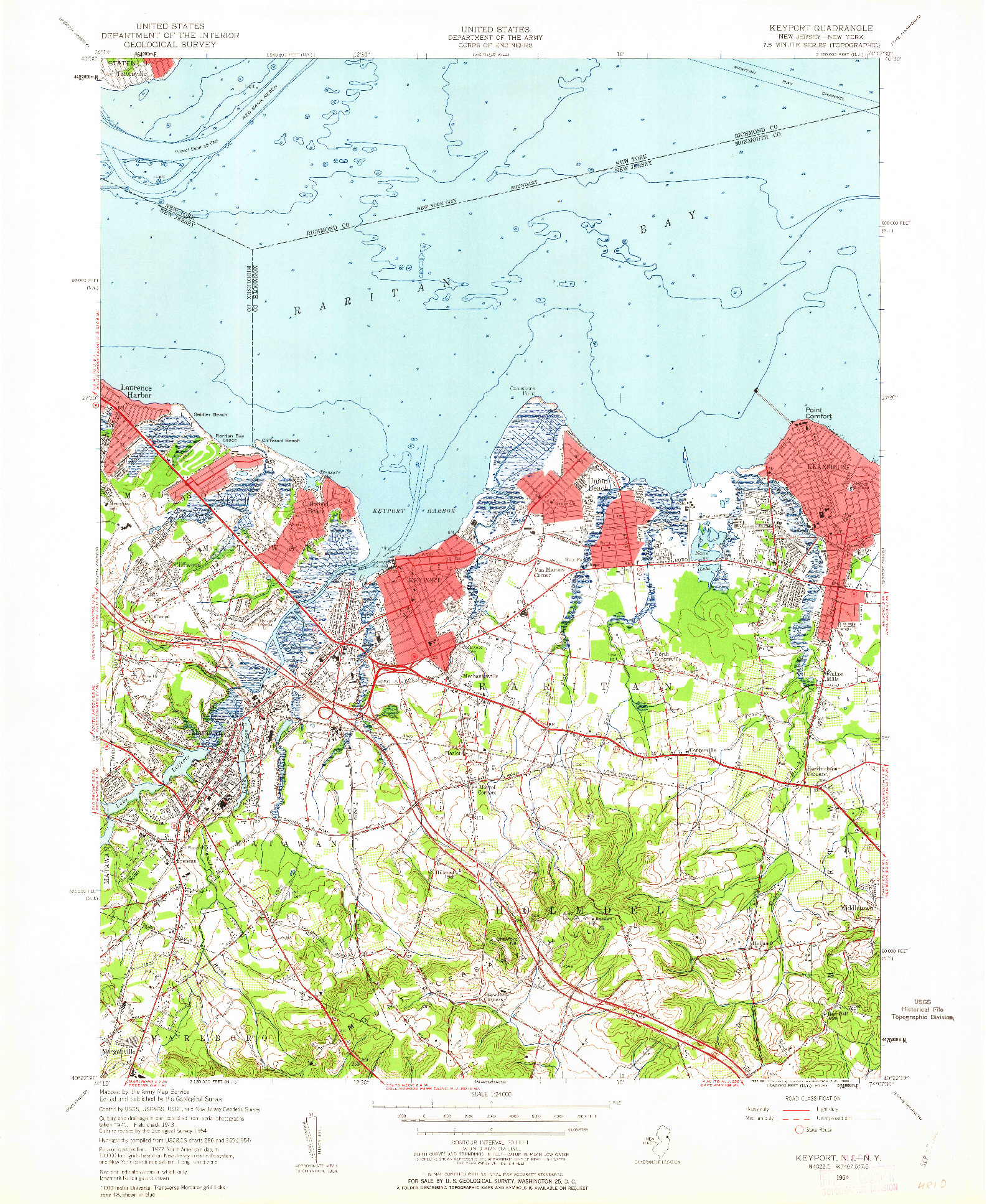 USGS 1:24000-SCALE QUADRANGLE FOR KEYPORT, NJ 1954