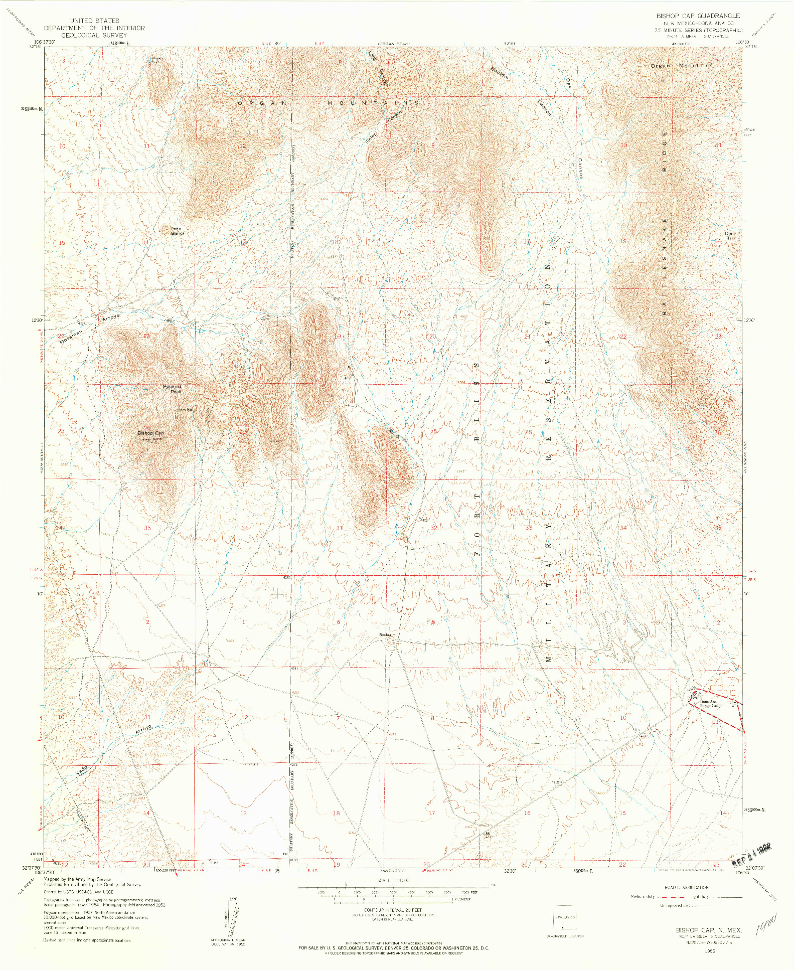 USGS 1:24000-SCALE QUADRANGLE FOR BISHOP CAP, NM 1955