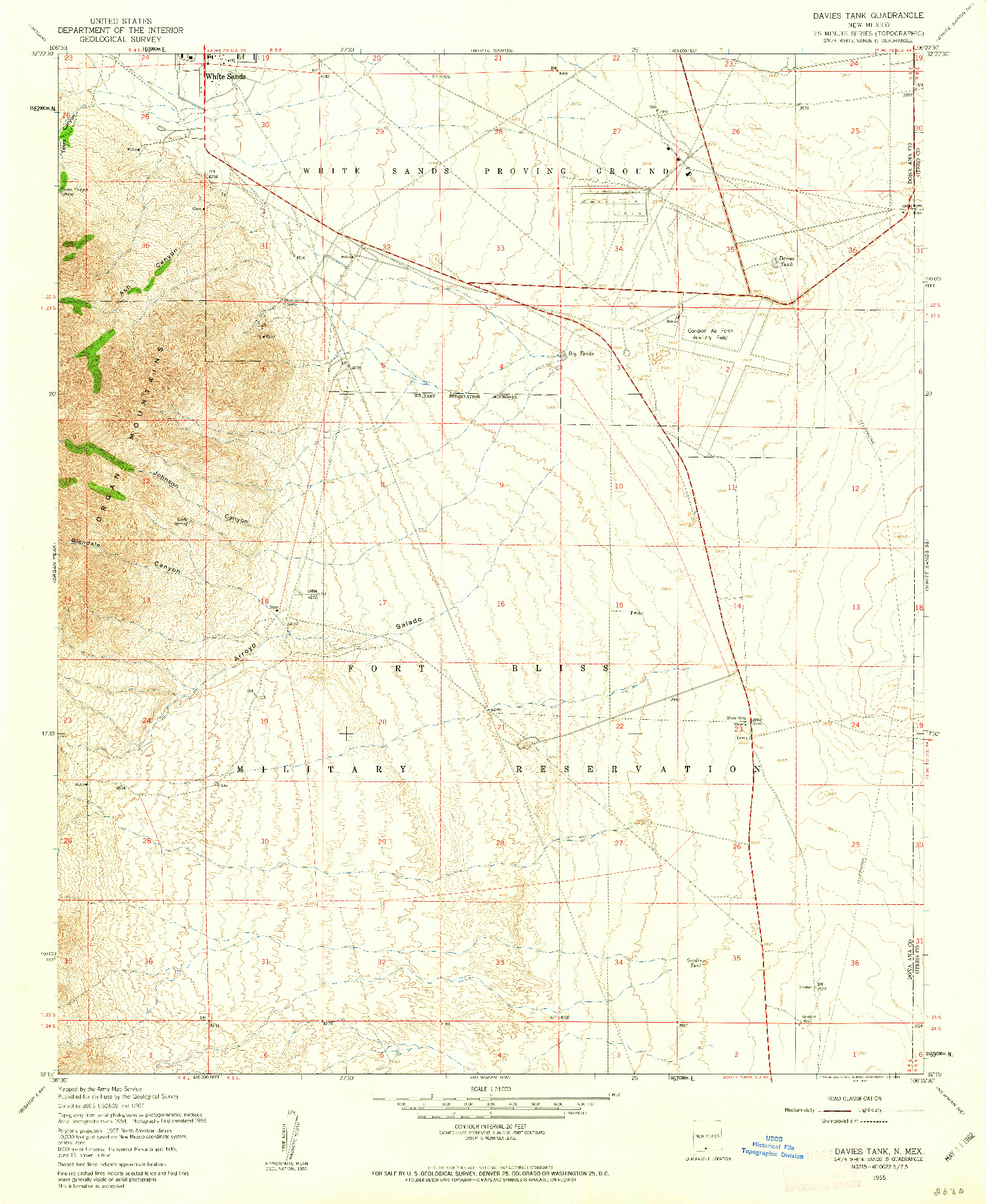 USGS 1:24000-SCALE QUADRANGLE FOR DAVIES TANK, NM 1955