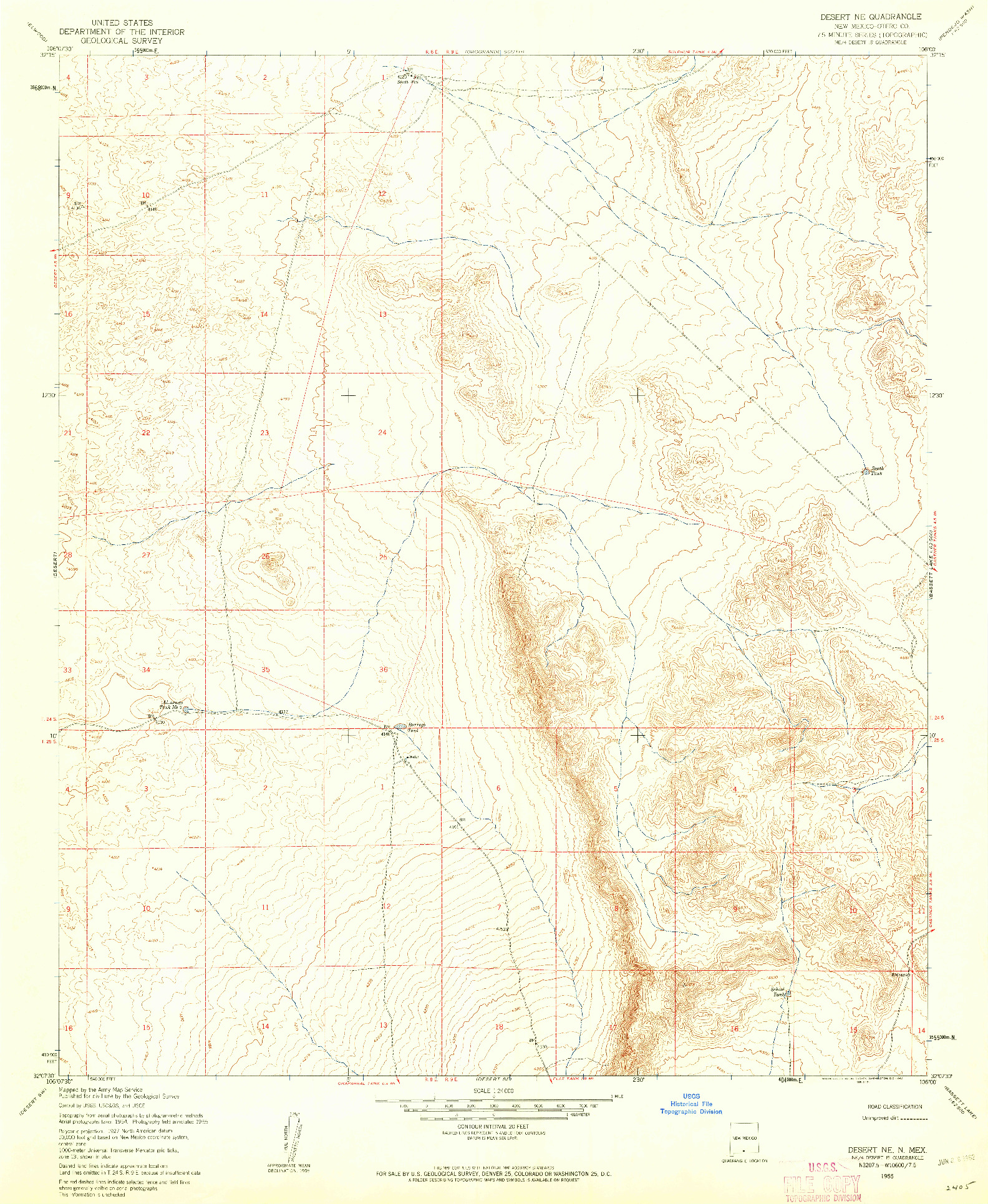 USGS 1:24000-SCALE QUADRANGLE FOR DESERT NE, NM 1955