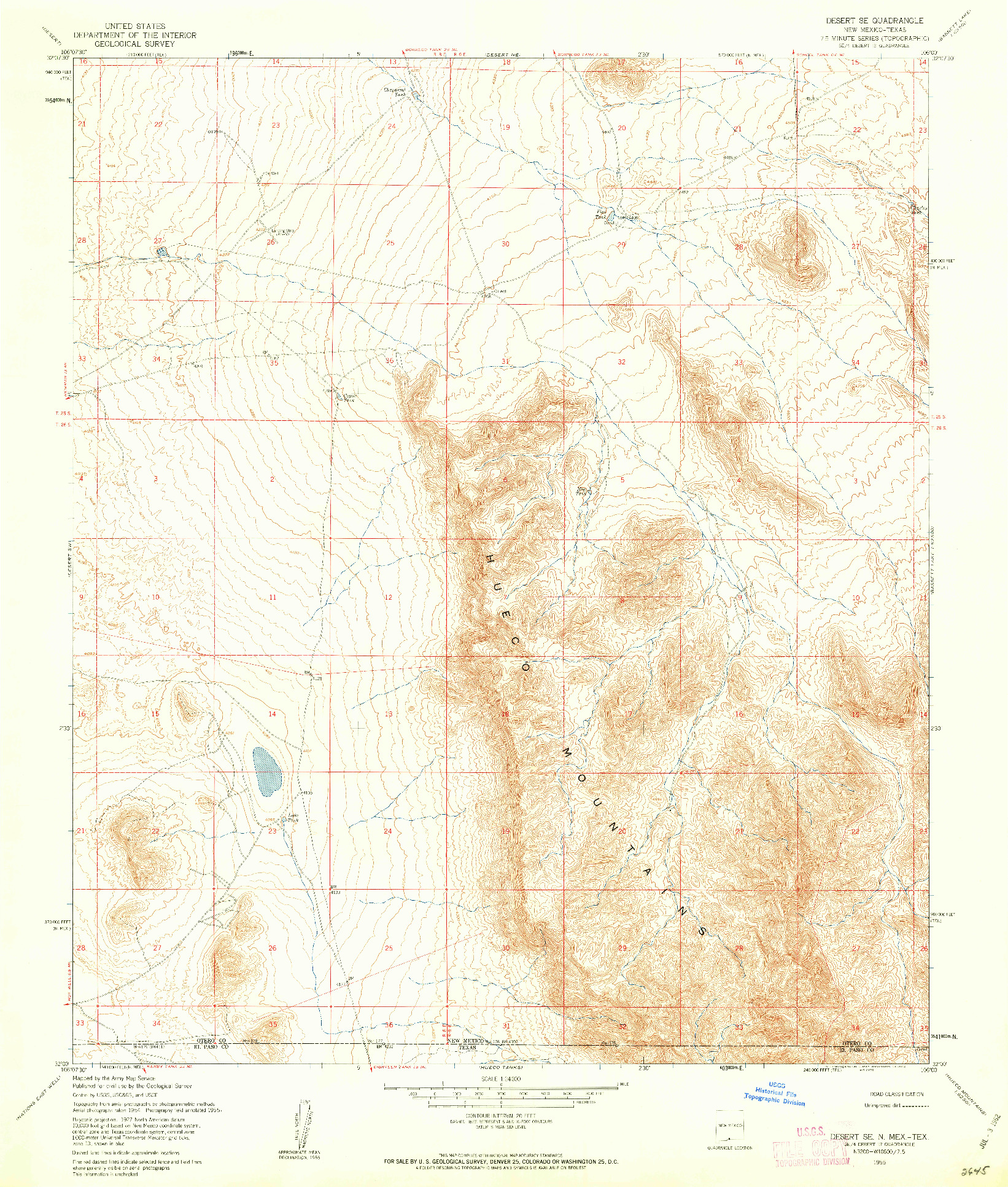 USGS 1:24000-SCALE QUADRANGLE FOR DESERT SE, NM 1955