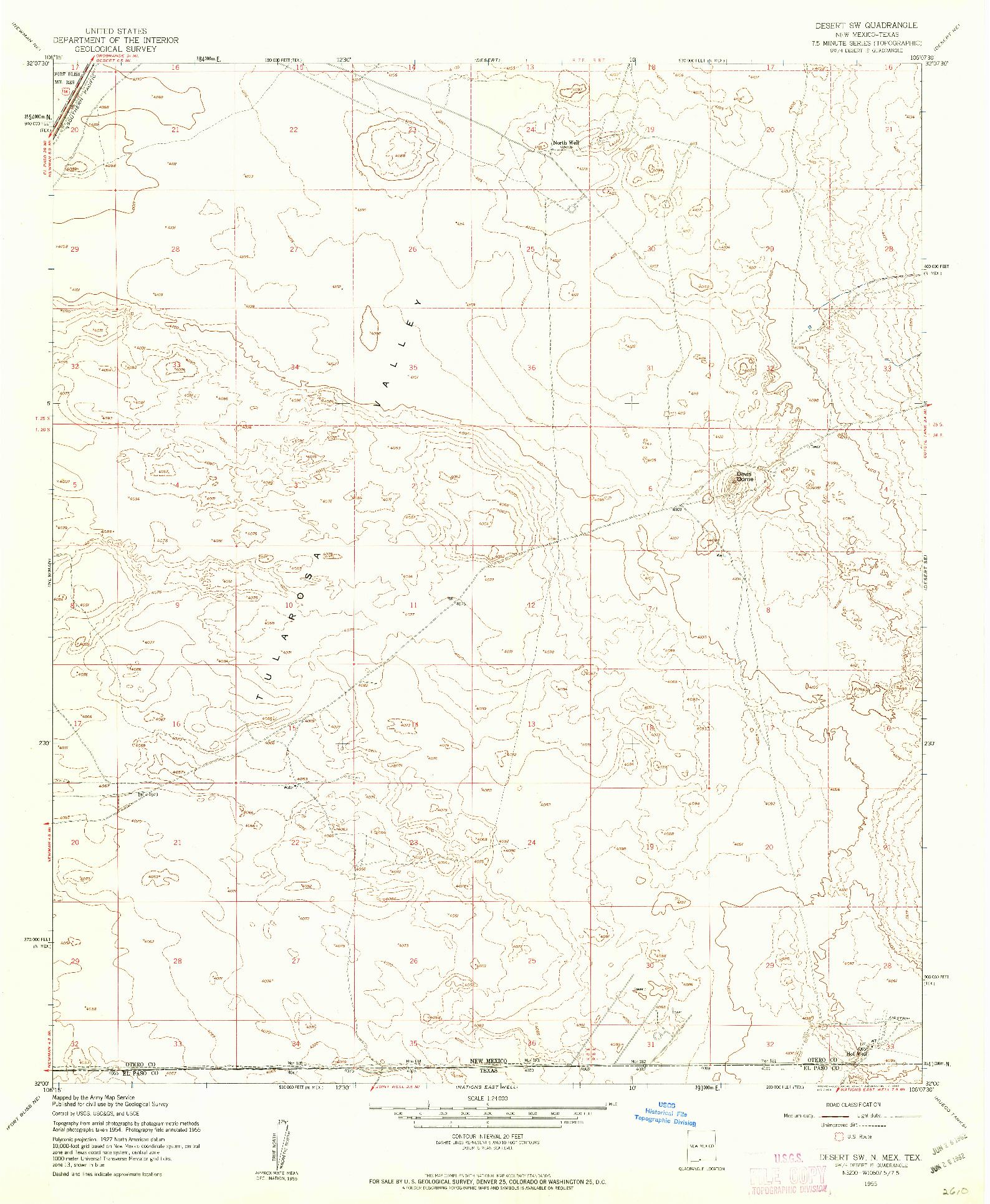 USGS 1:24000-SCALE QUADRANGLE FOR DESERT SW, NM 1955