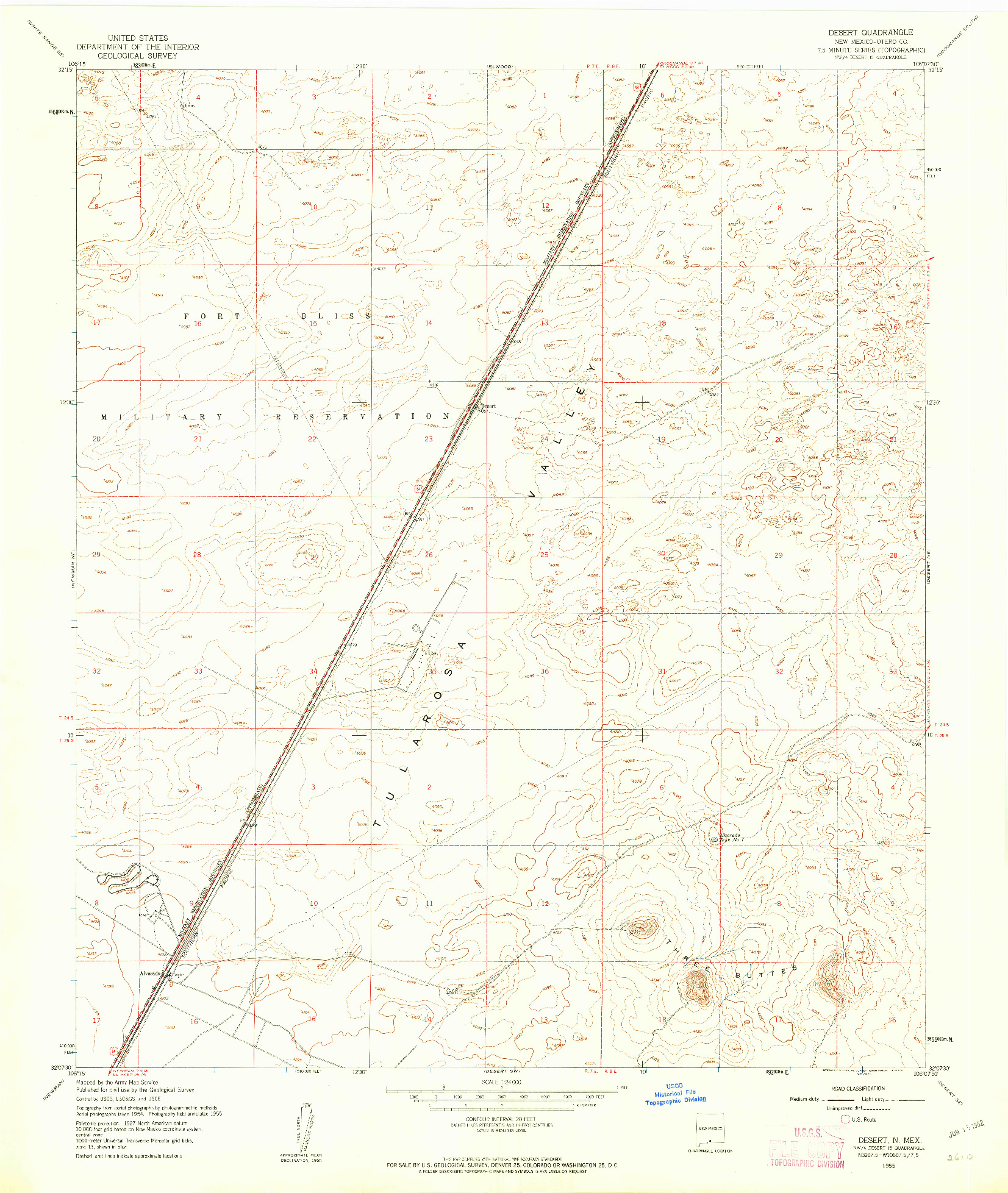 USGS 1:24000-SCALE QUADRANGLE FOR DESERT, NM 1955