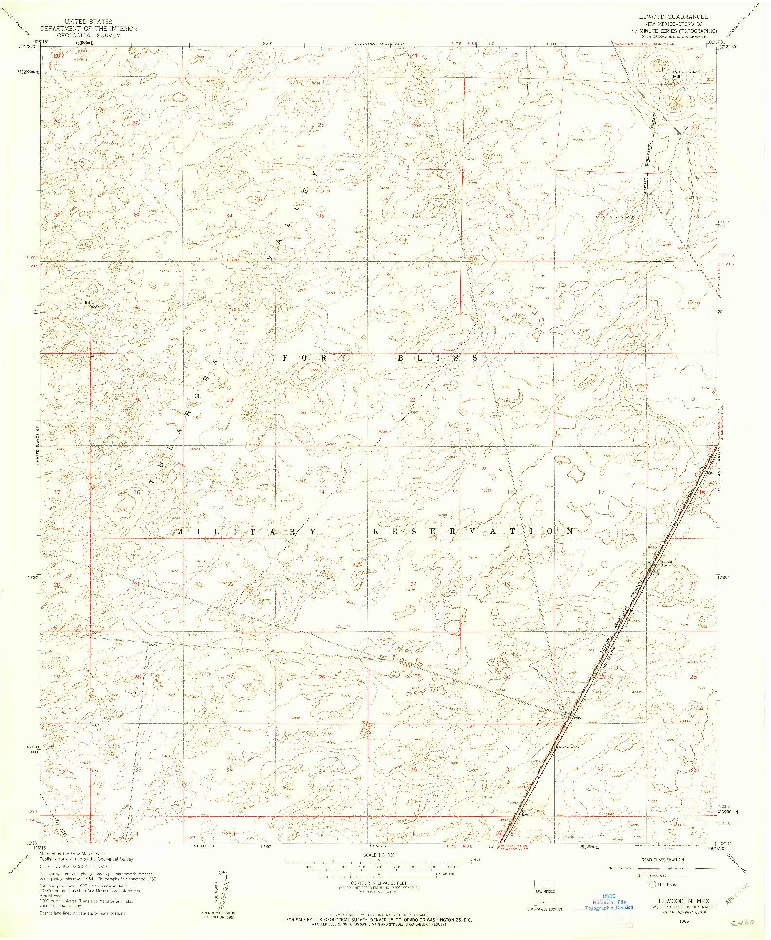USGS 1:24000-SCALE QUADRANGLE FOR EL WOOD, NM 1955