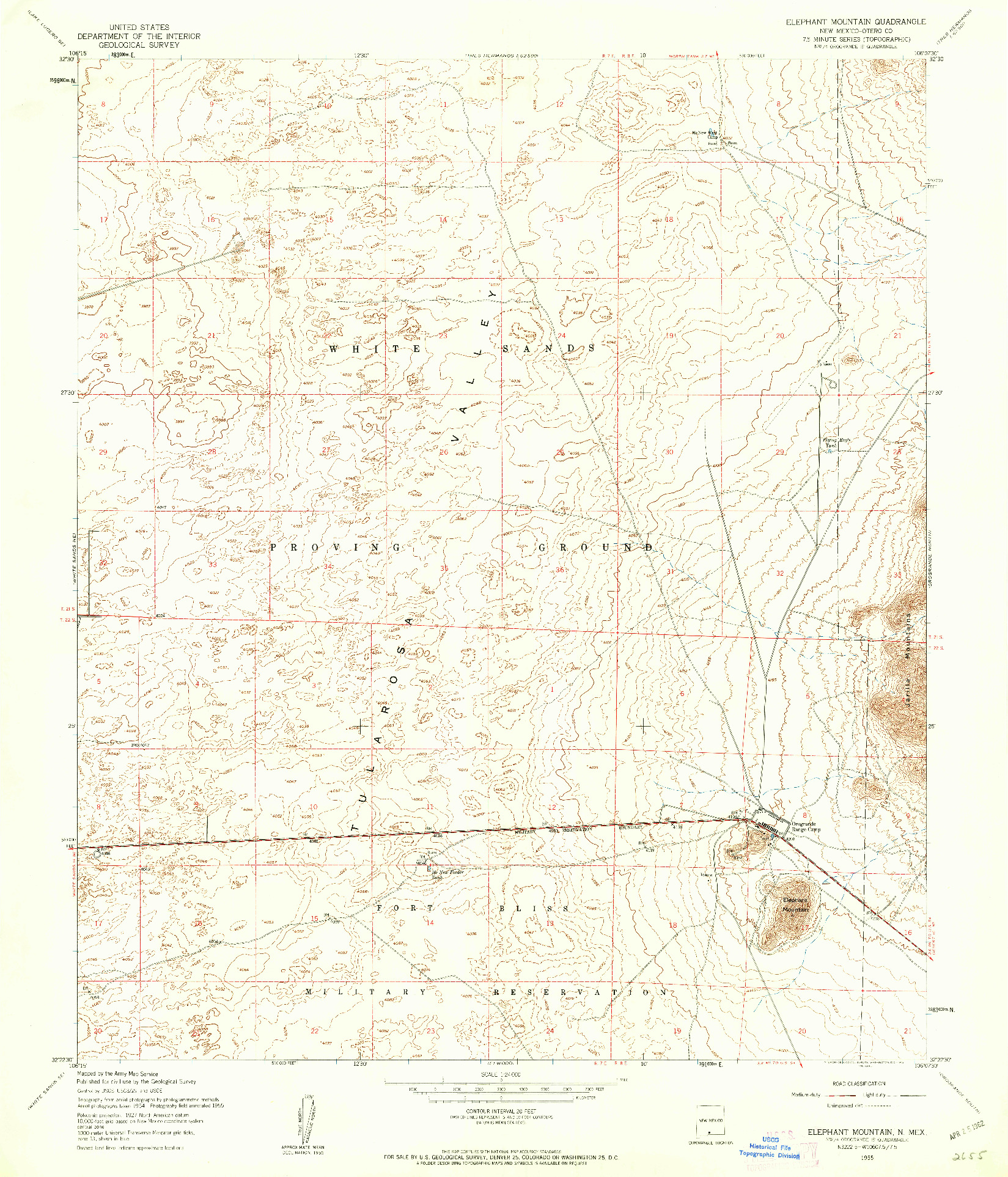 USGS 1:24000-SCALE QUADRANGLE FOR ELEPHANT MOUNTAIN, NM 1955