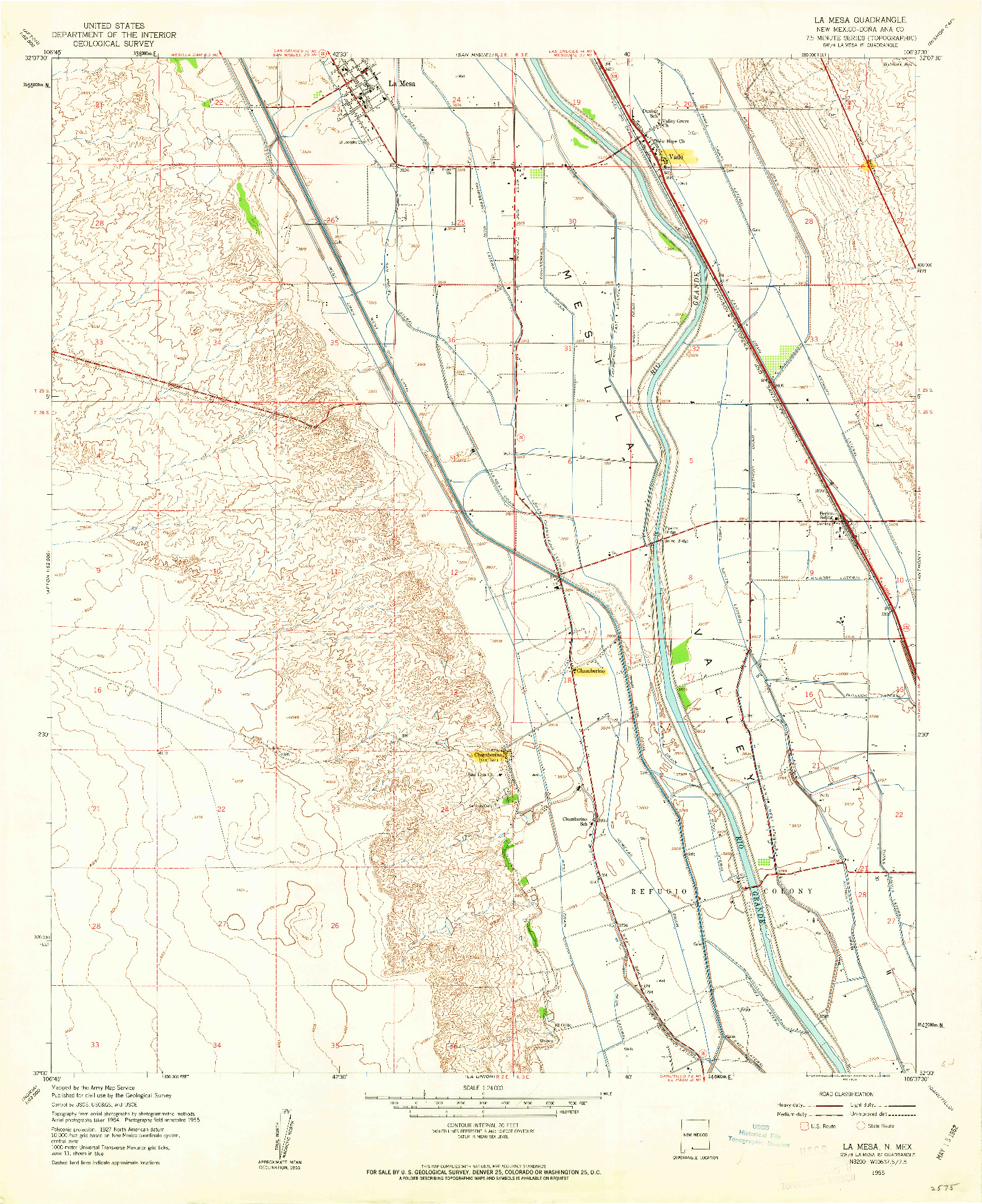 USGS 1:24000-SCALE QUADRANGLE FOR LA MESA, NM 1955