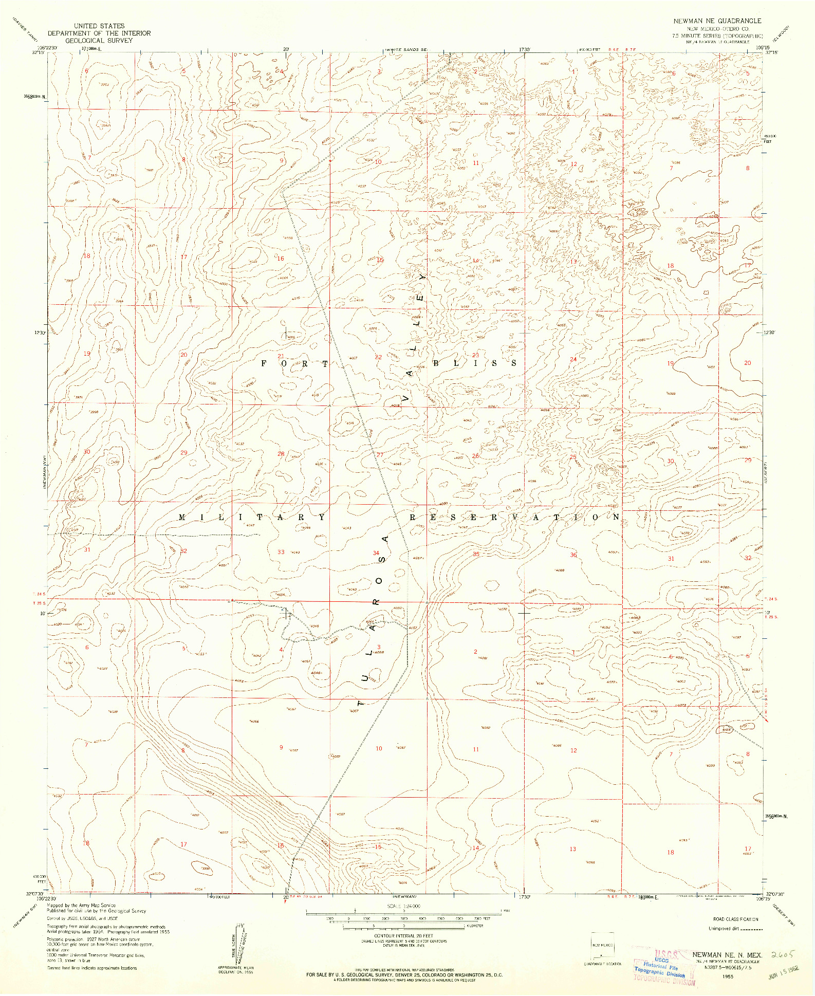 USGS 1:24000-SCALE QUADRANGLE FOR NEWMAN NE, NM 1955