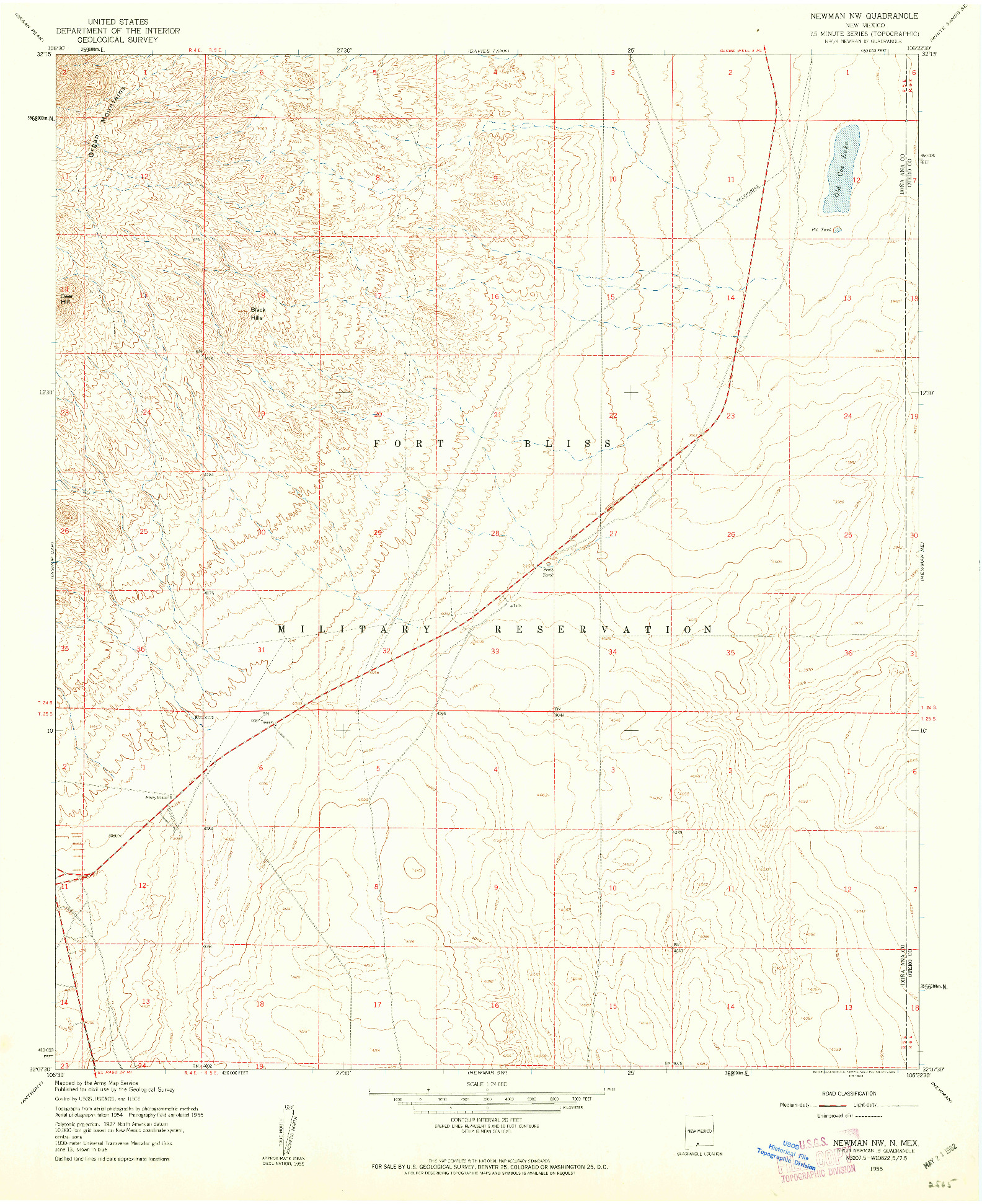 USGS 1:24000-SCALE QUADRANGLE FOR NEWMAN NW, NM 1955