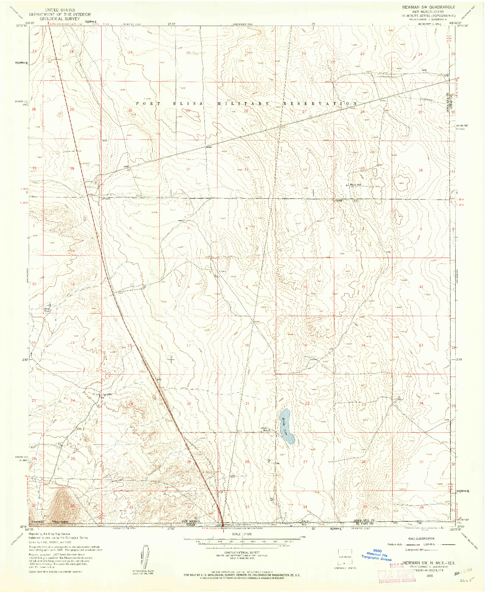 USGS 1:24000-SCALE QUADRANGLE FOR NEWMAN SW, NM 1955