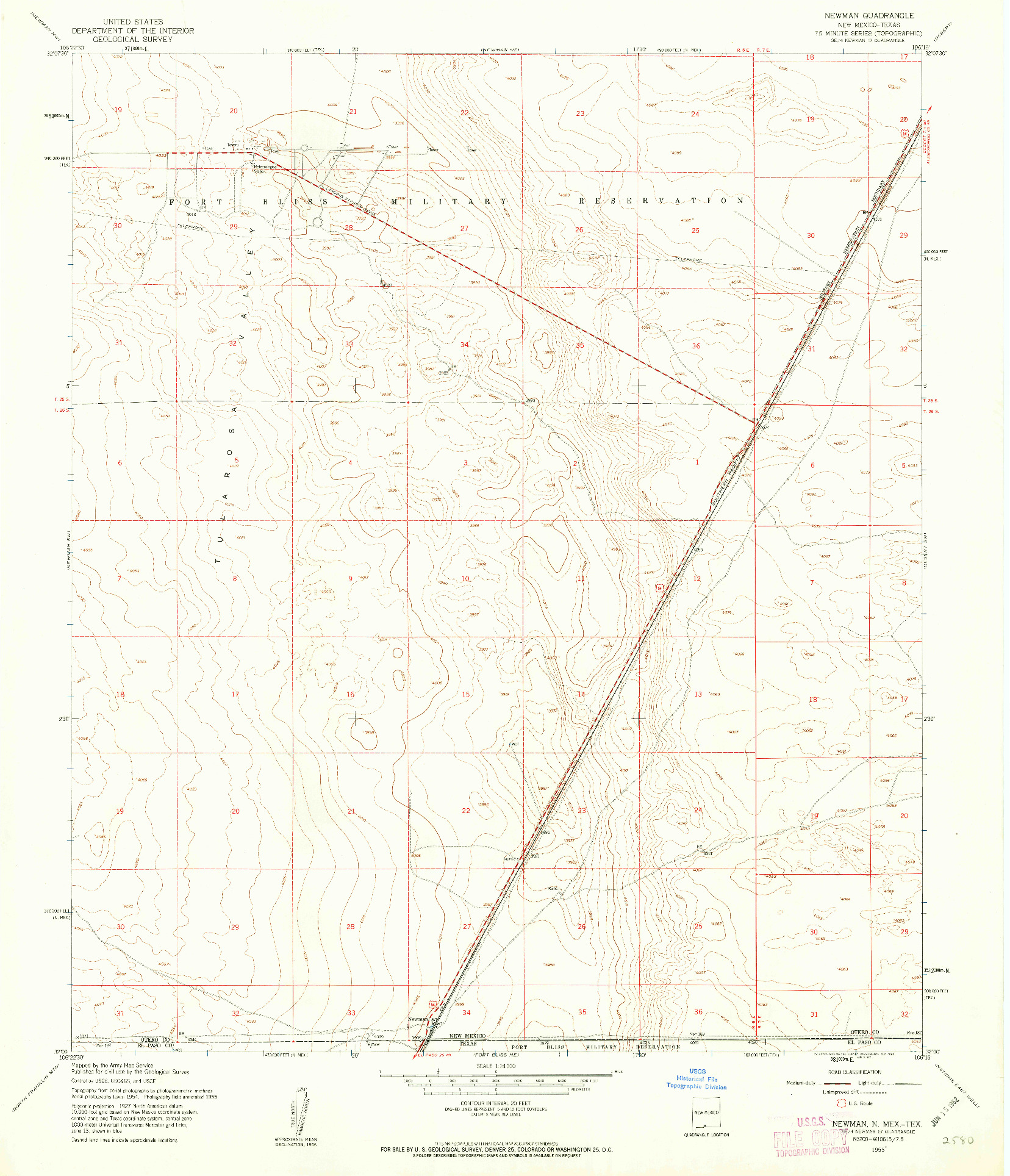 USGS 1:24000-SCALE QUADRANGLE FOR NEWMAN, NM 1955