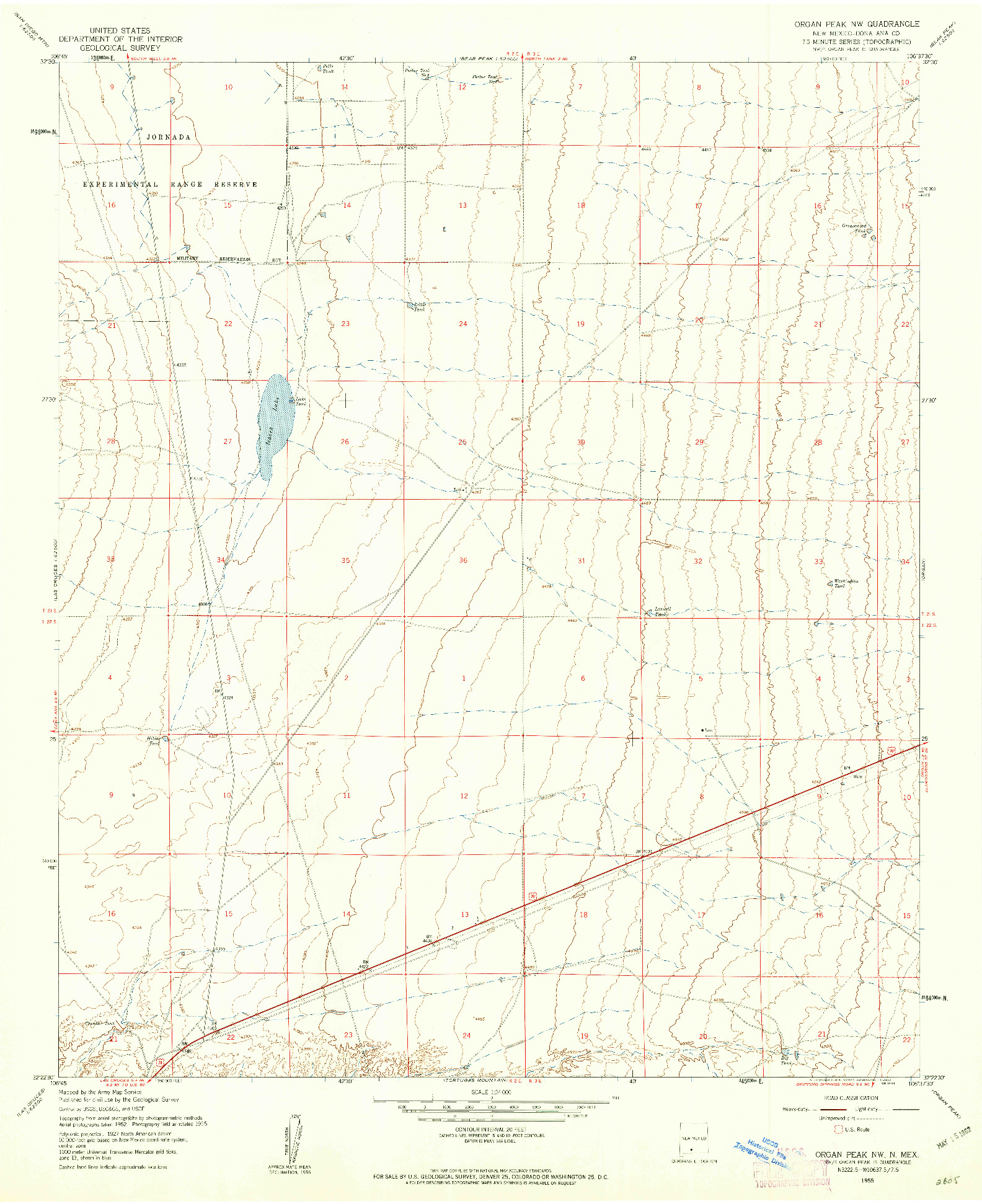 USGS 1:24000-SCALE QUADRANGLE FOR ORGAN PEAK NW, NM 1955