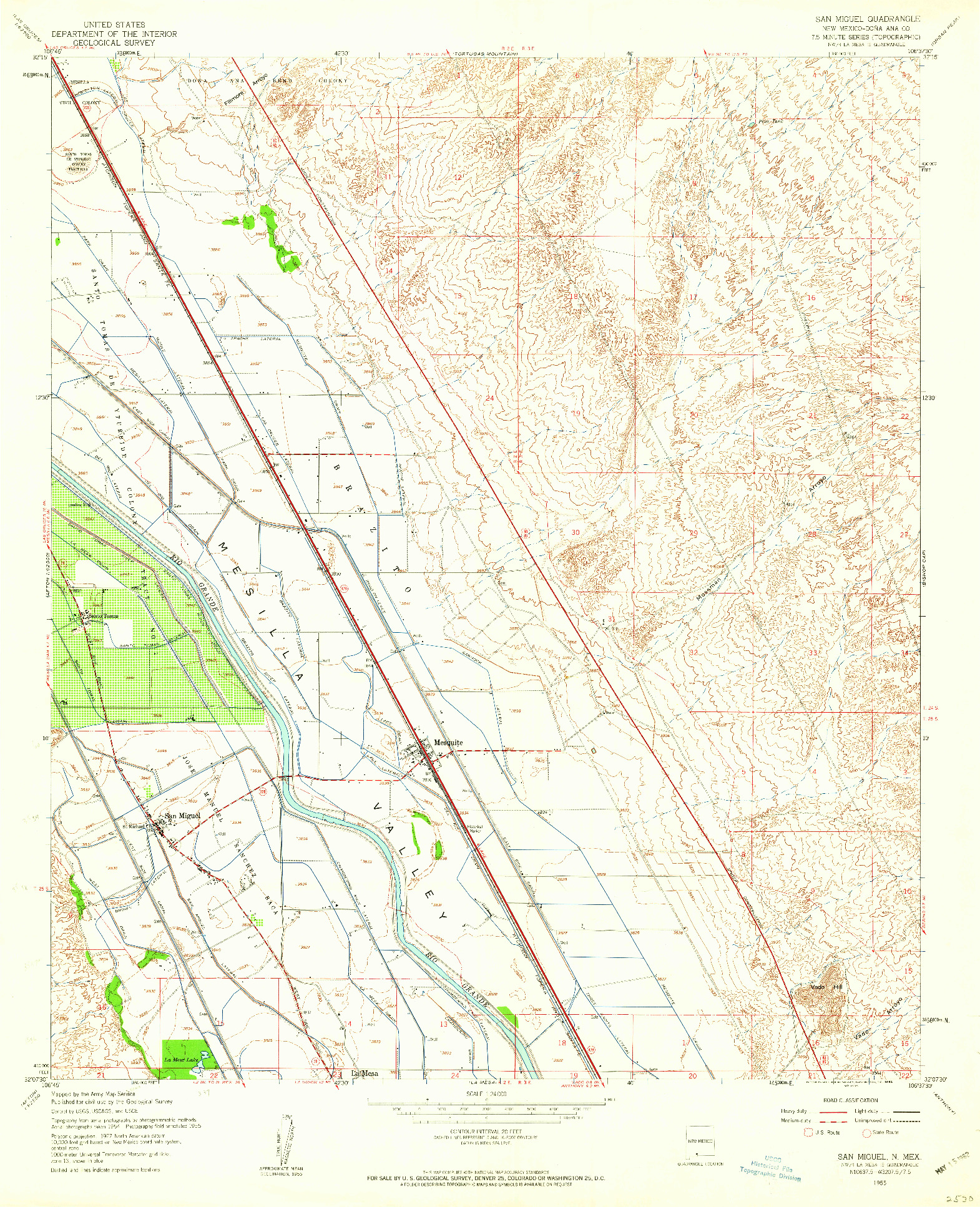 USGS 1:24000-SCALE QUADRANGLE FOR SAN MIGUEL, NM 1955