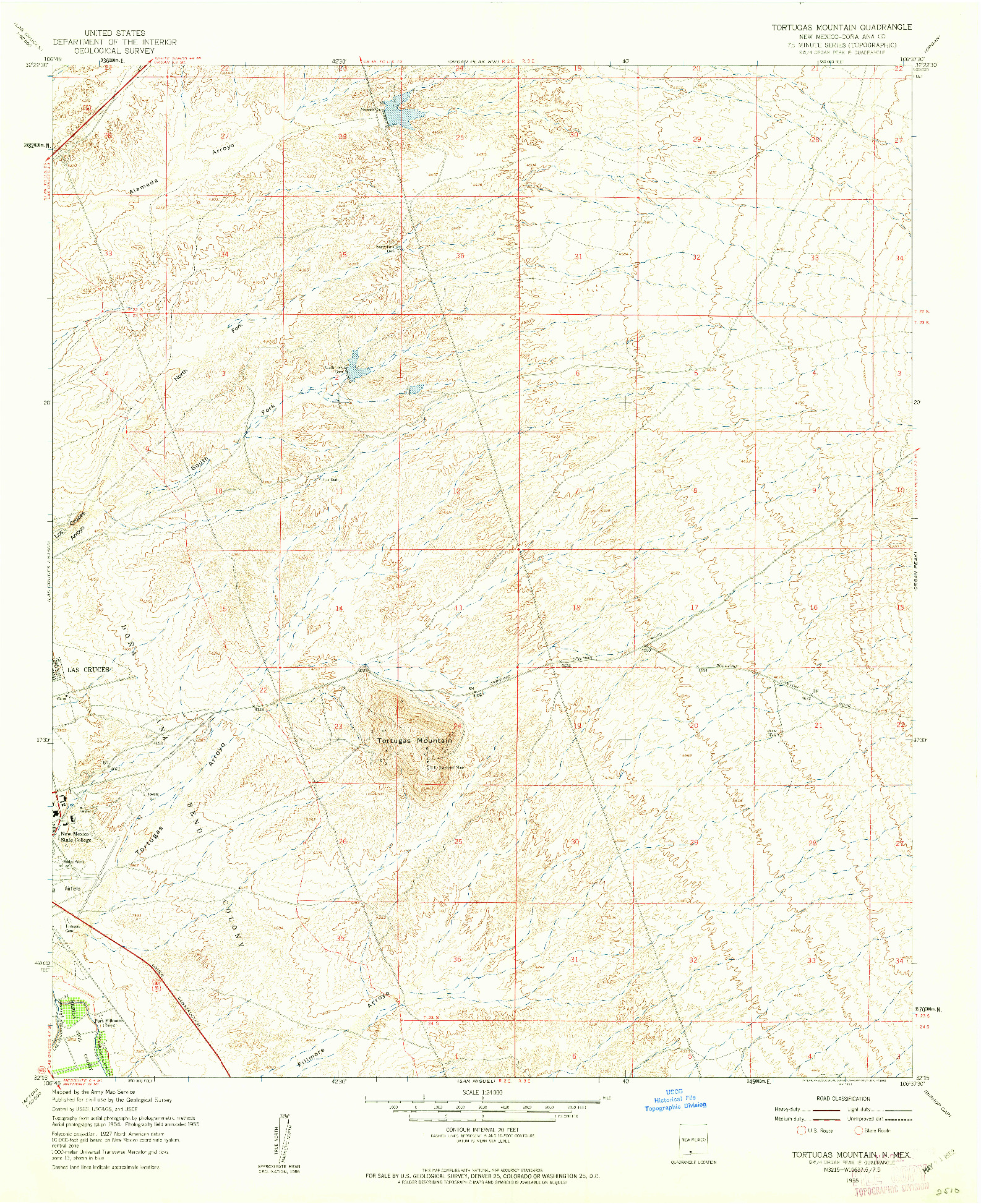USGS 1:24000-SCALE QUADRANGLE FOR TORTUGAS MOUNTAIN, NM 1955