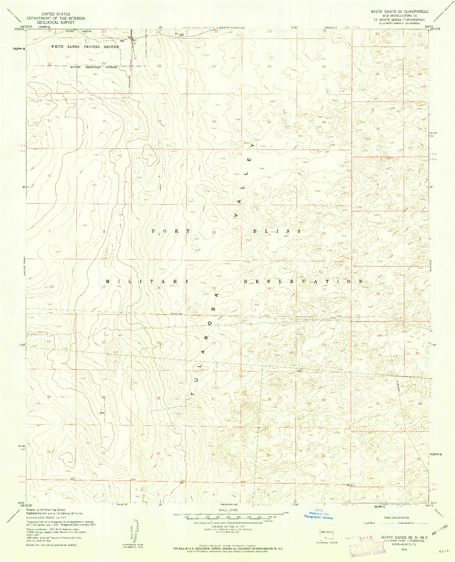 USGS 1:24000-SCALE QUADRANGLE FOR WHITE SANDS SE, NM 1955