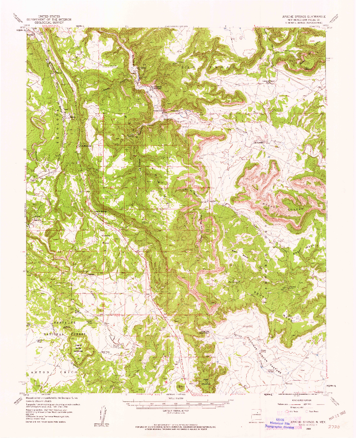 USGS 1:62500-SCALE QUADRANGLE FOR APACHE SPRINGS, NM 1960