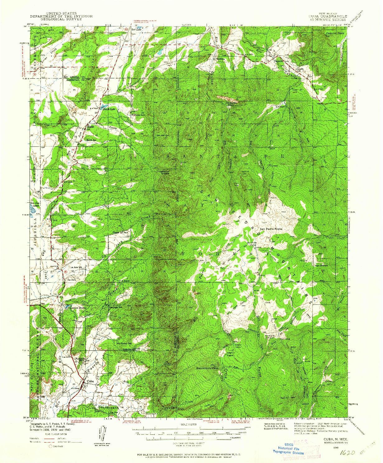 USGS 1:62500-SCALE QUADRANGLE FOR CUBA, NM 1940