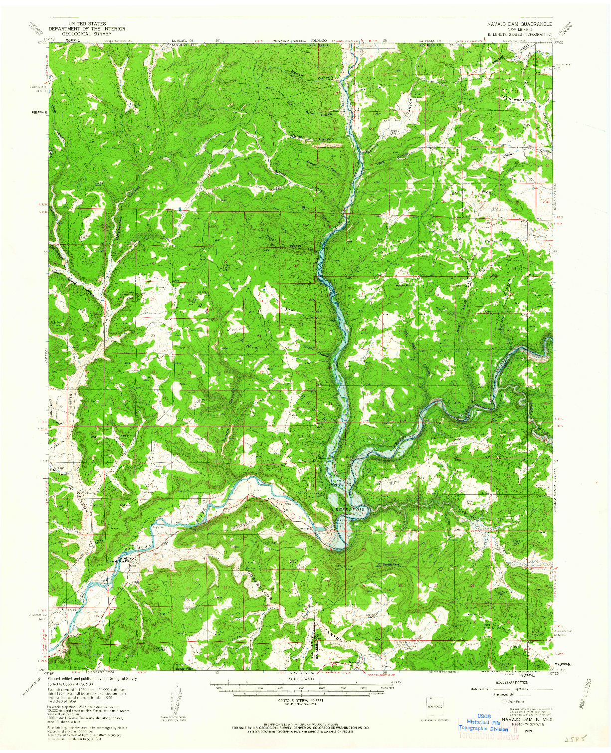 USGS 1:62500-SCALE QUADRANGLE FOR NAVAJO DAM, NM 1959