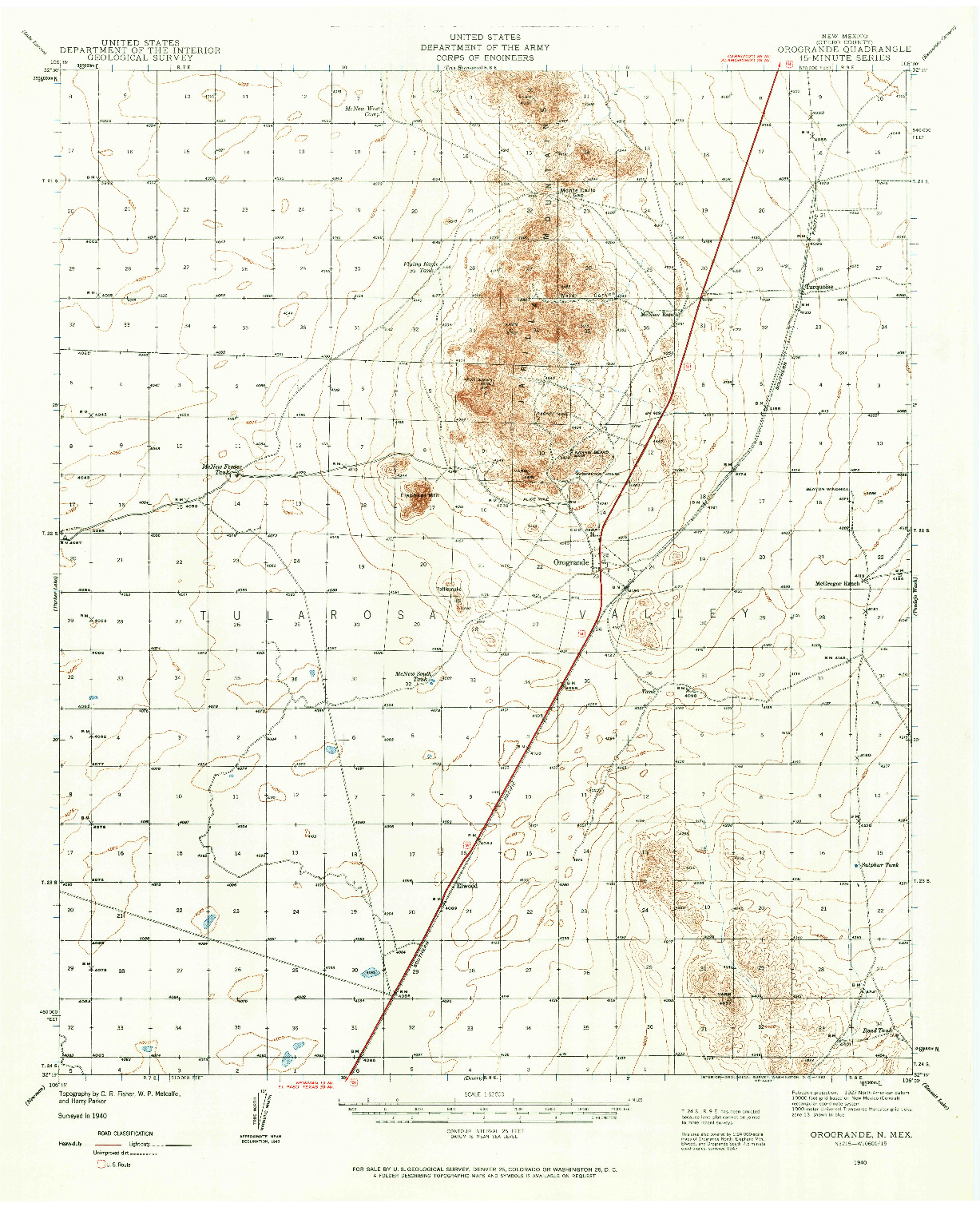 USGS 1:62500-SCALE QUADRANGLE FOR OROGRANDE, NM 1940