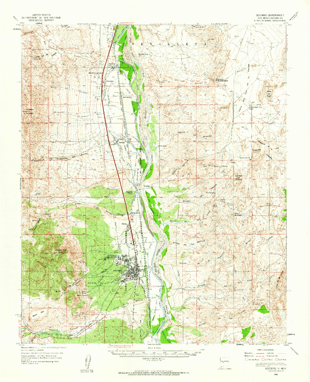 USGS 1:62500-SCALE QUADRANGLE FOR SOCORRO, NM 1959