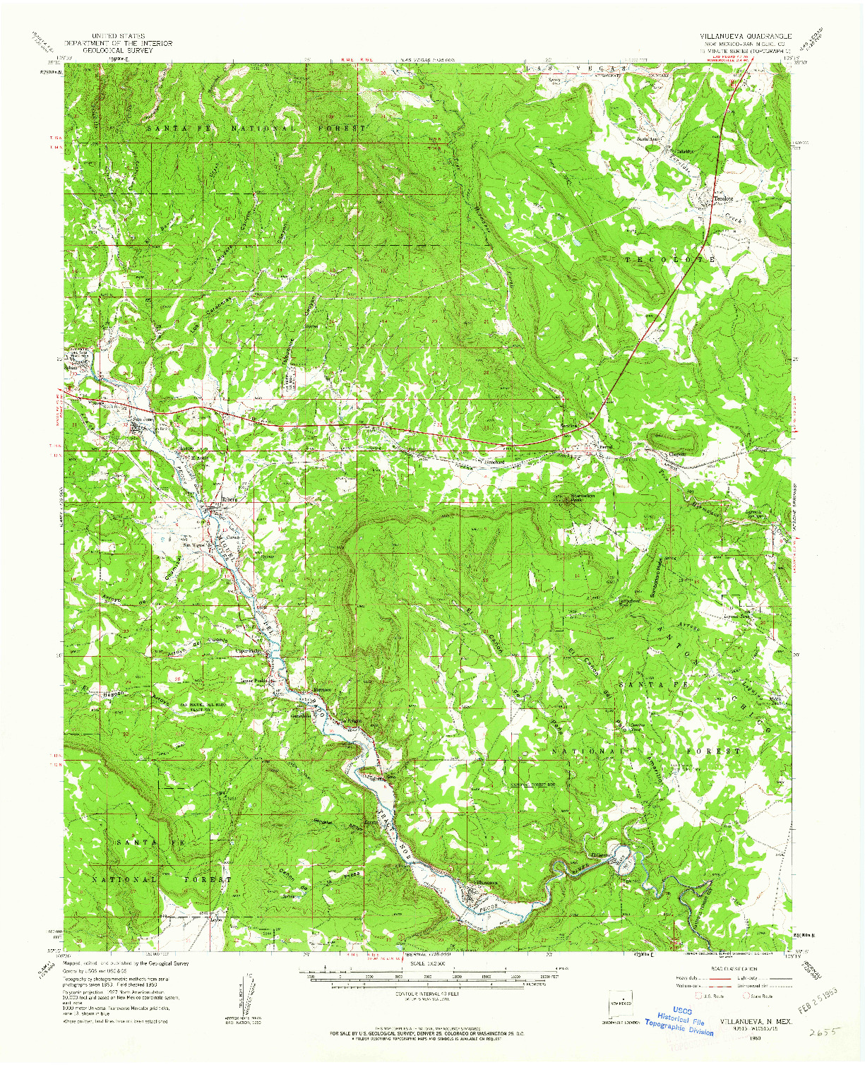 USGS 1:62500-SCALE QUADRANGLE FOR VILLANUEVA, NM 1960