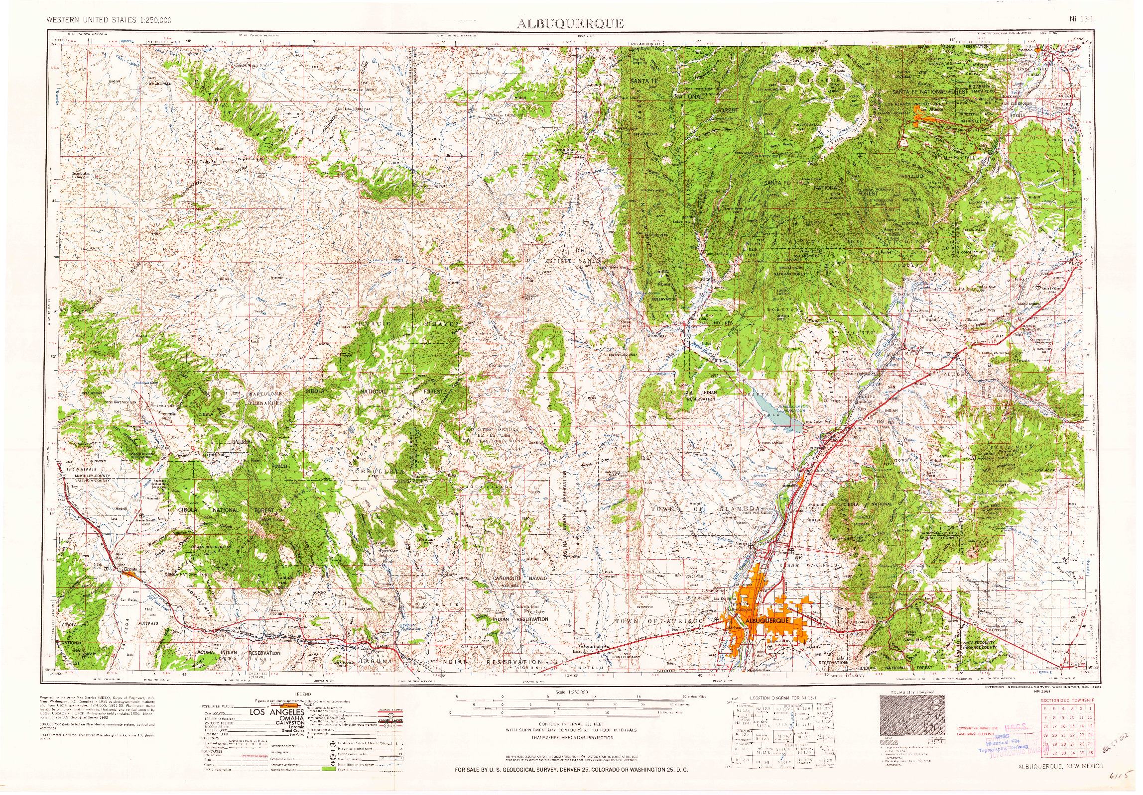 USGS 1:250000-SCALE QUADRANGLE FOR ALBUQUERQUE, NM 1962