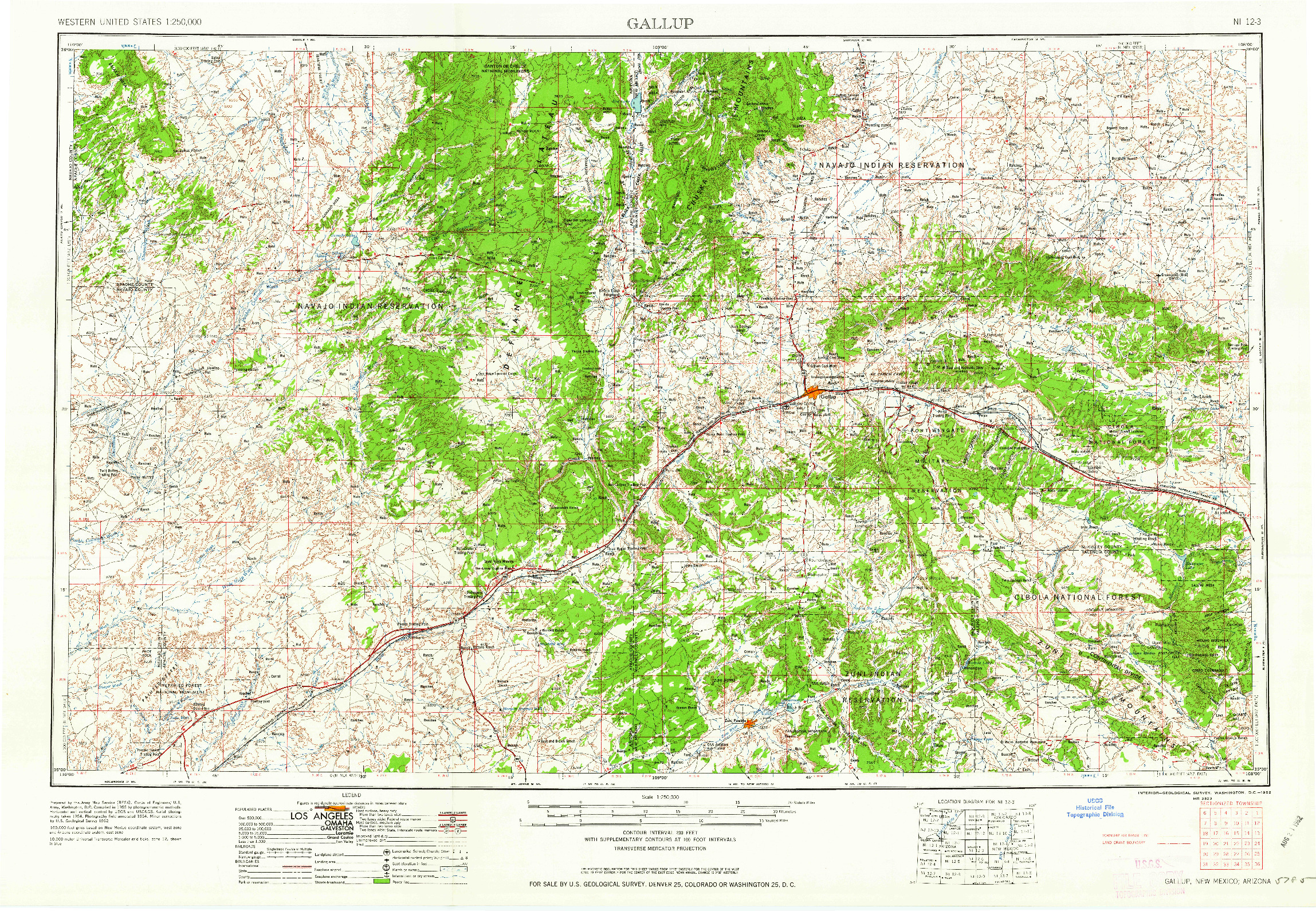 USGS 1:250000-SCALE QUADRANGLE FOR GALLUP, NM 1962