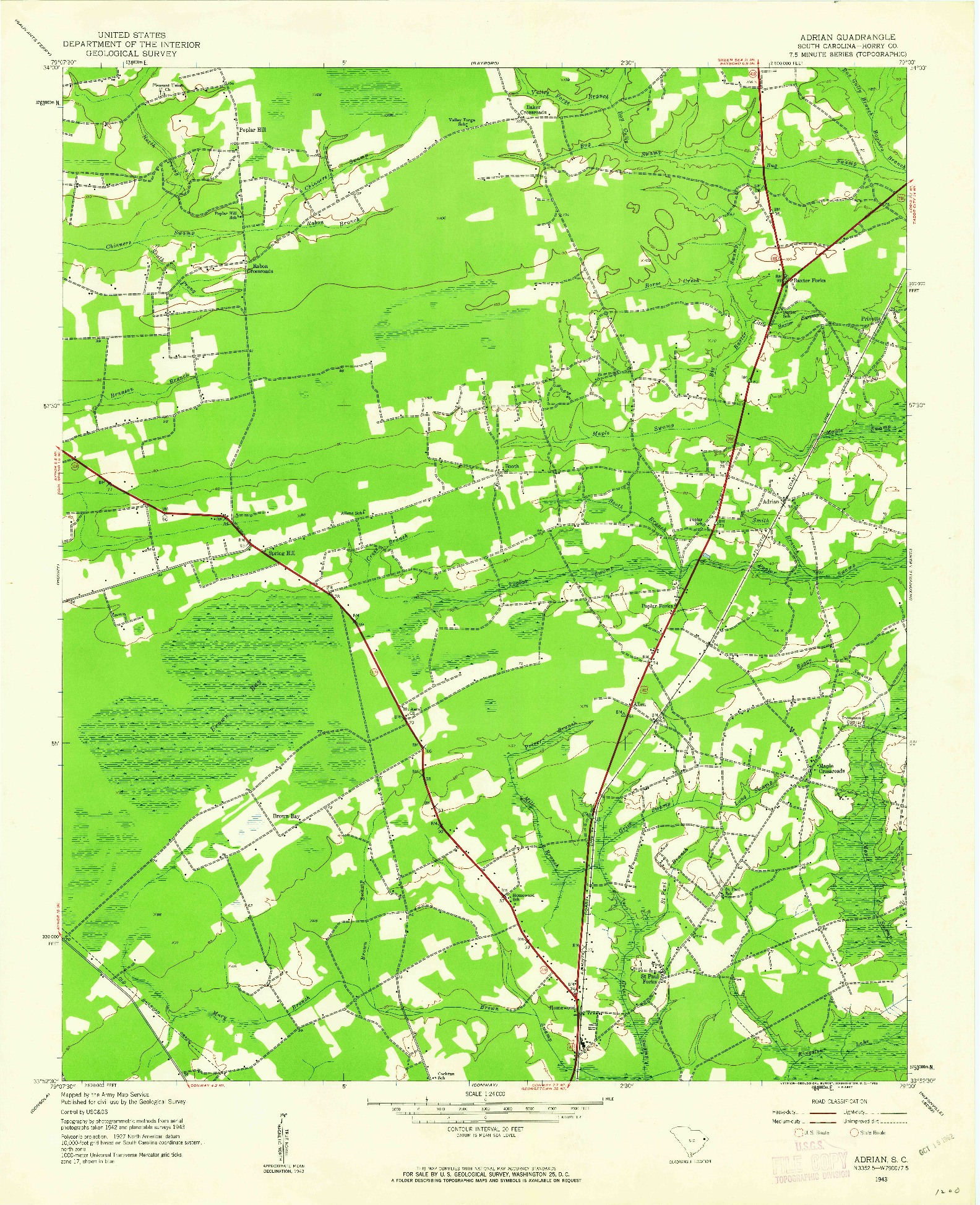 USGS 1:24000-SCALE QUADRANGLE FOR ADRIAN, SC 1943